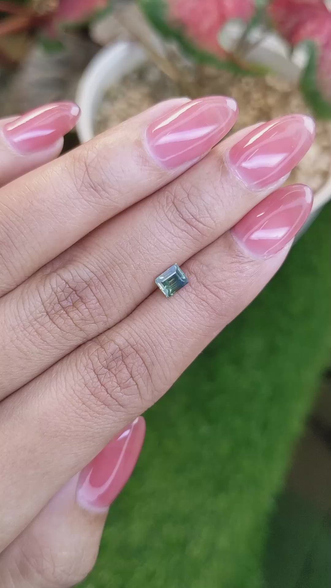 0.60 Ct. Bluish Green Sapphire from Ceylon (Sri Lanka) Size Video