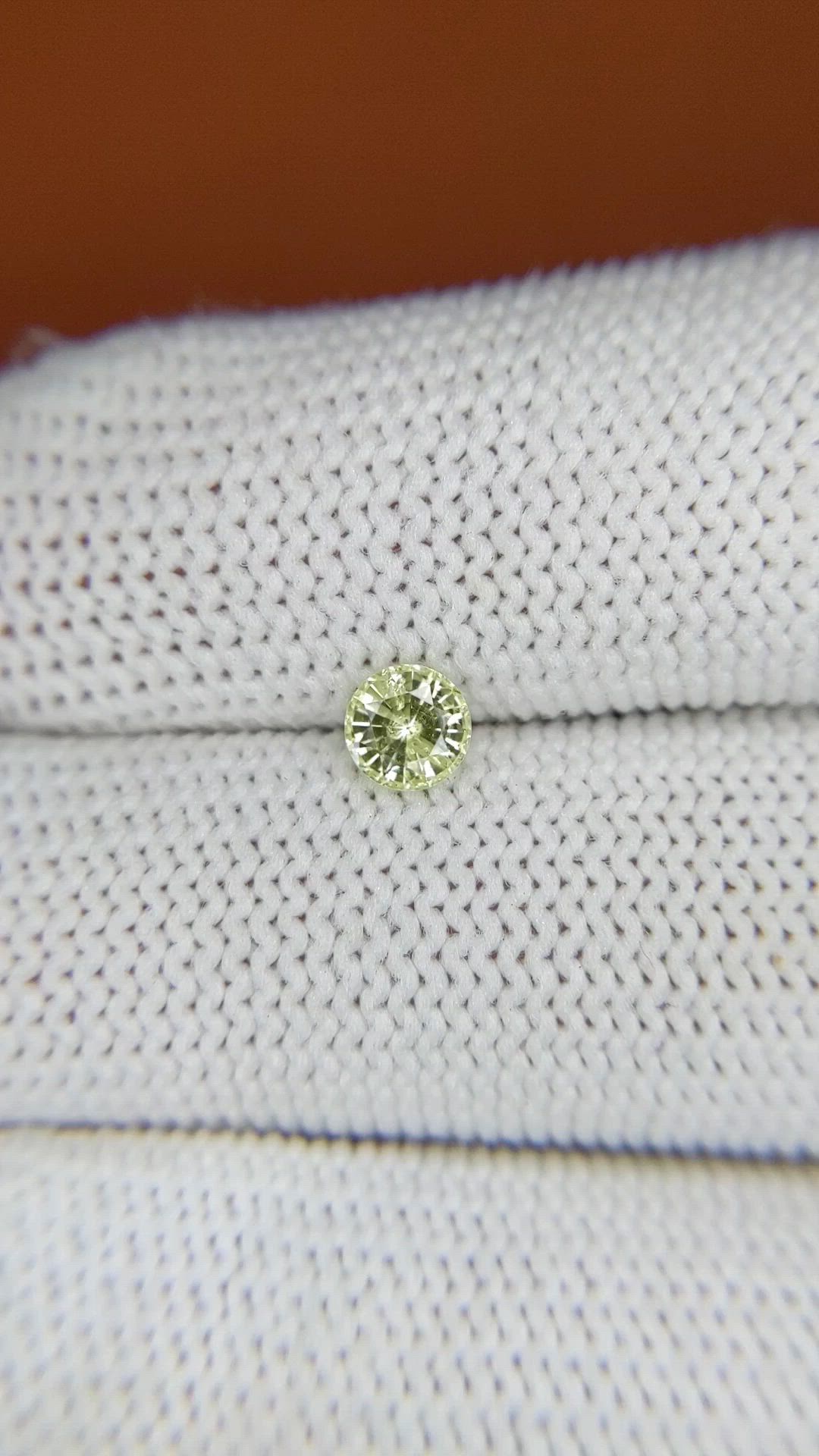 0.44 Ct. Greenish Yellow Sapphire from Ceylon (Sri Lanka) Size Video