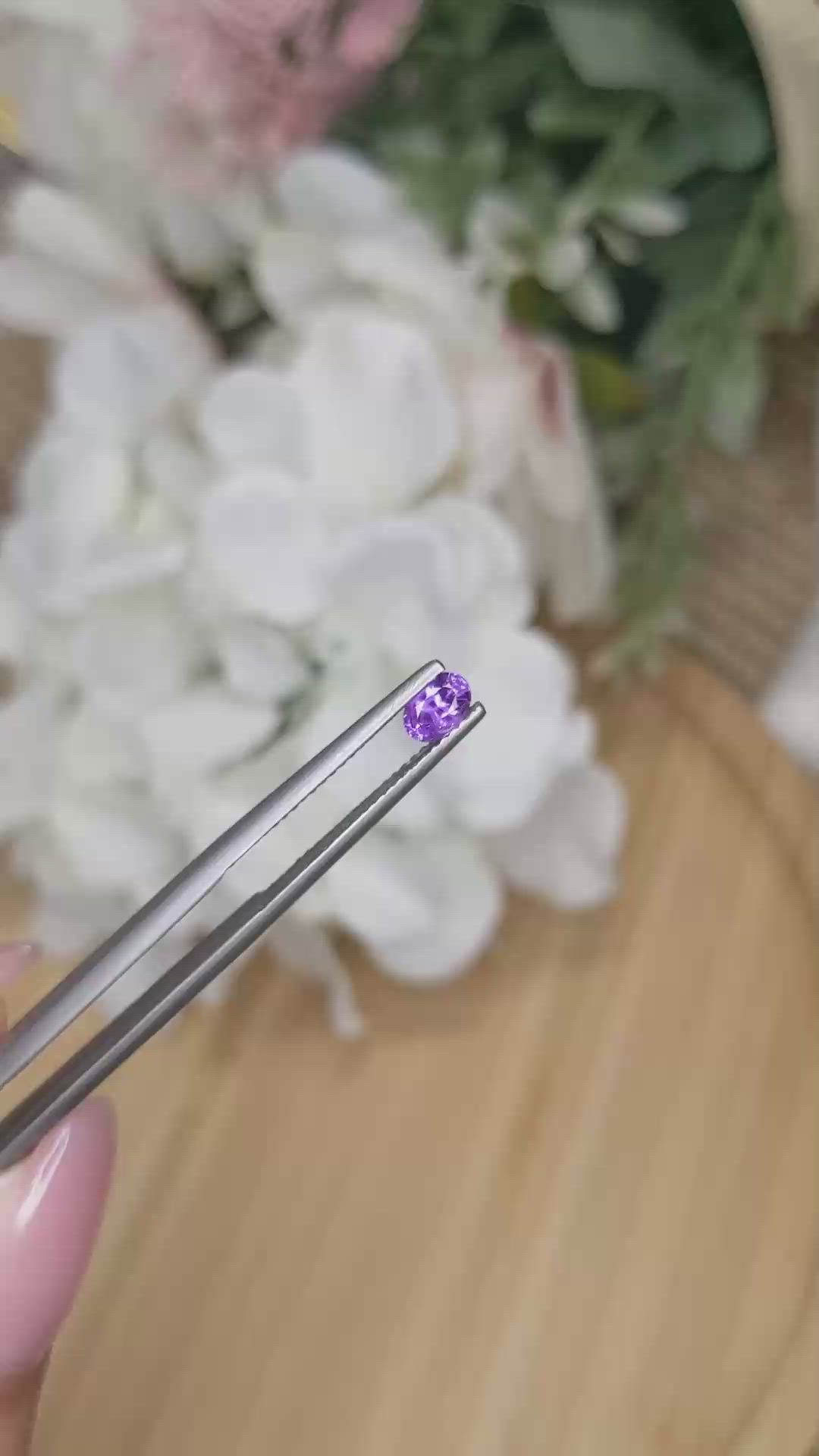 0.44 Ct. Pinkish Purple Sapphire from Ceylon (Sri Lanka) Size Video