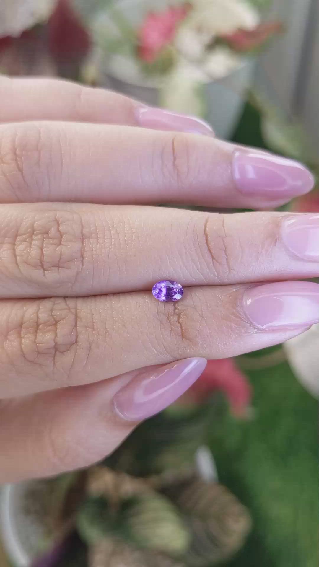 0.44 Ct. Pinkish Purple Sapphire from Ceylon (Sri Lanka) Size Video