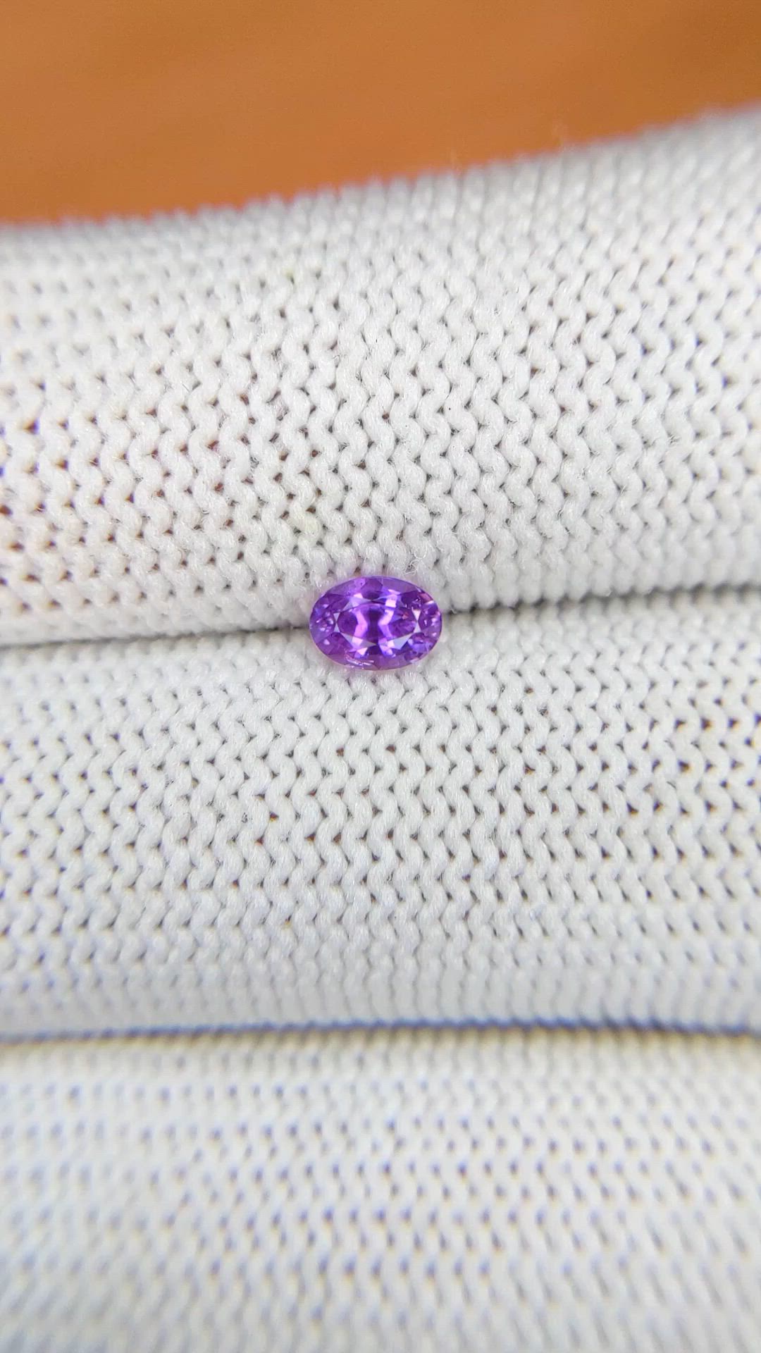 0.44 Ct. Pinkish Purple Sapphire from Ceylon (Sri Lanka) Size Video