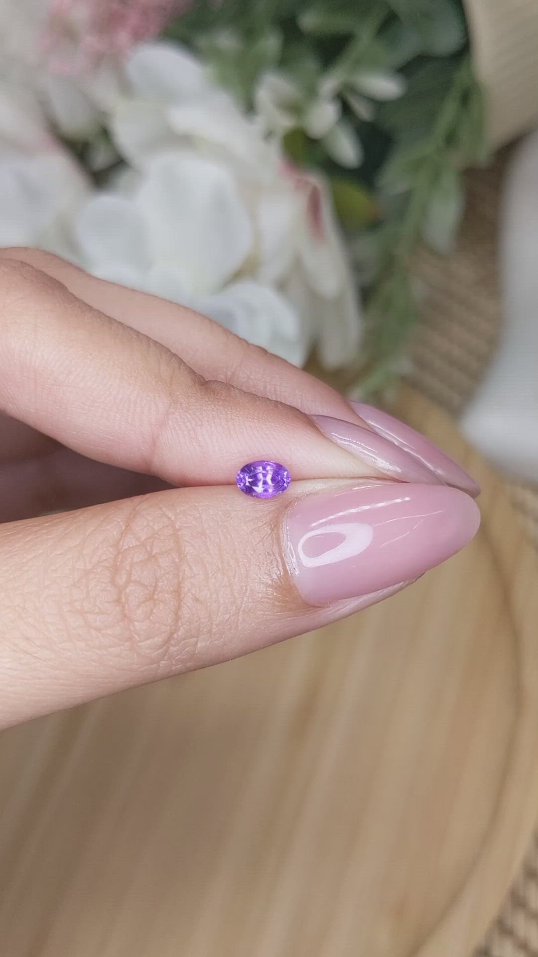 0.44 Ct. Pinkish Purple Sapphire from Ceylon (Sri Lanka) Size Video