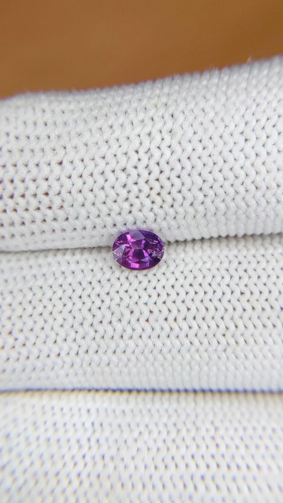 0.53 Ct. Pinkish Purple Sapphire from Ceylon (Sri Lanka) Size Video