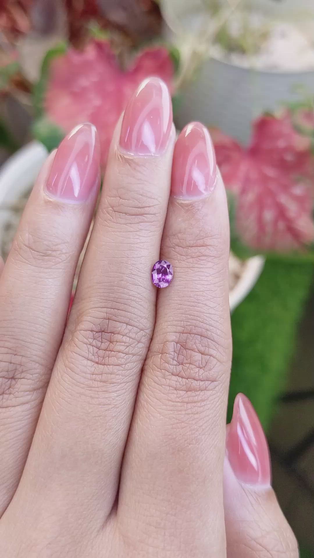 0.53 Ct. Pinkish Purple Sapphire from Ceylon (Sri Lanka) Size Video