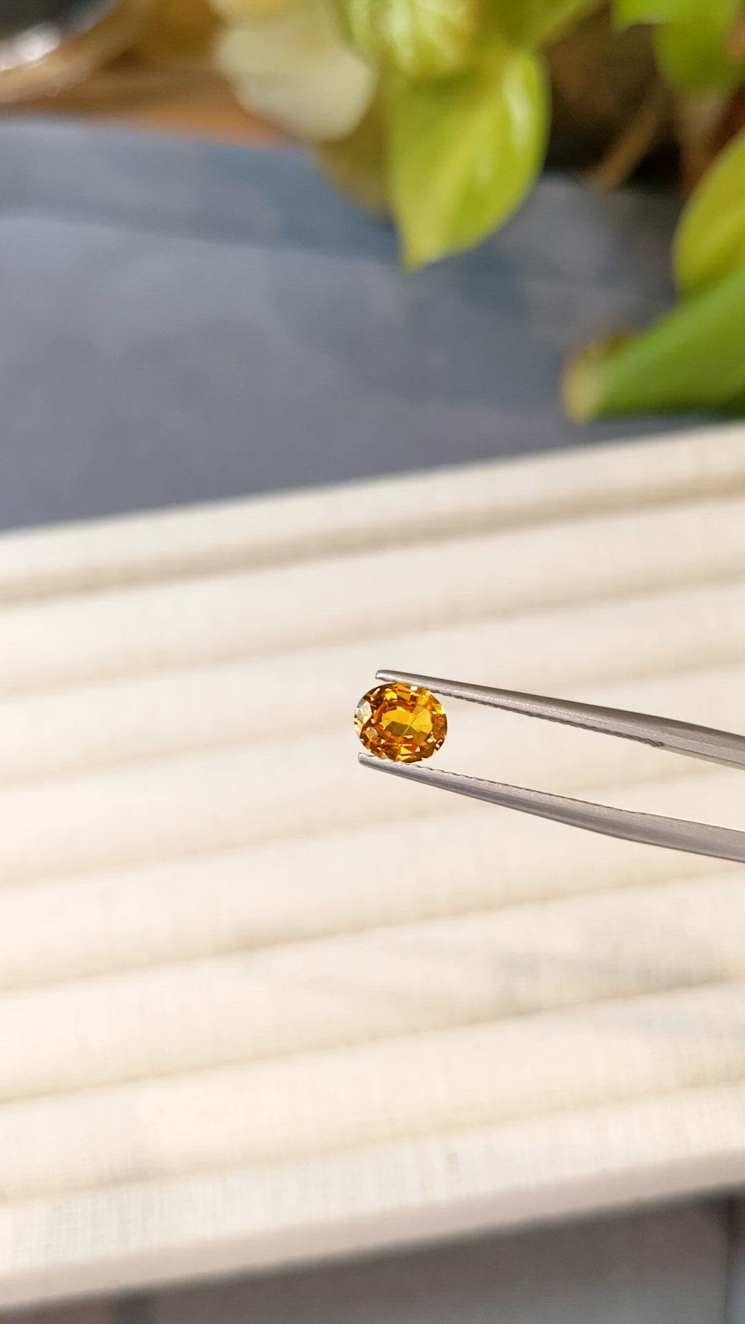0.97 Ct. Orangish Yellow Sapphire from Thailand Size Video