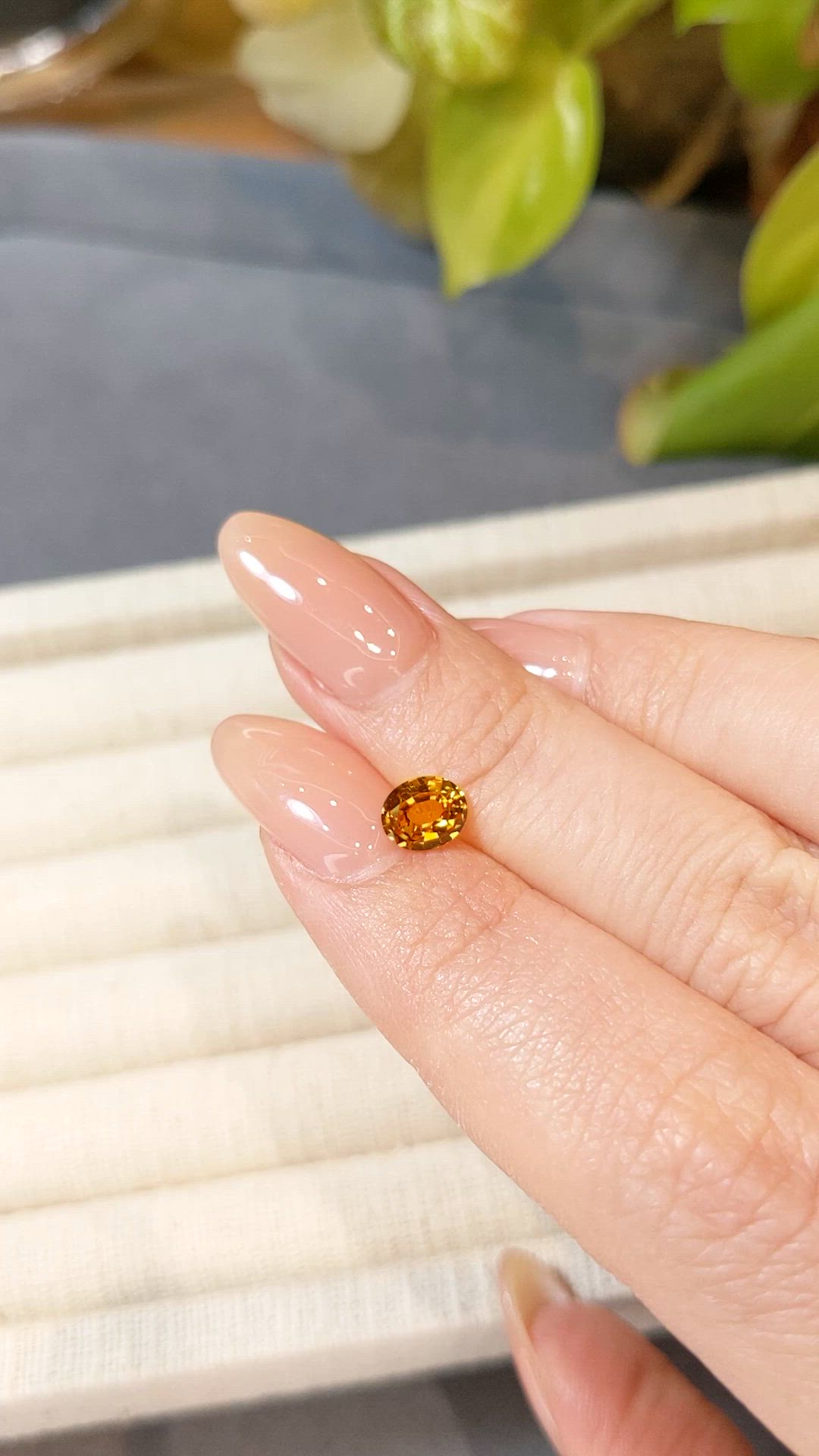 0.97 Ct. Orangish Yellow Sapphire from Thailand Size Video