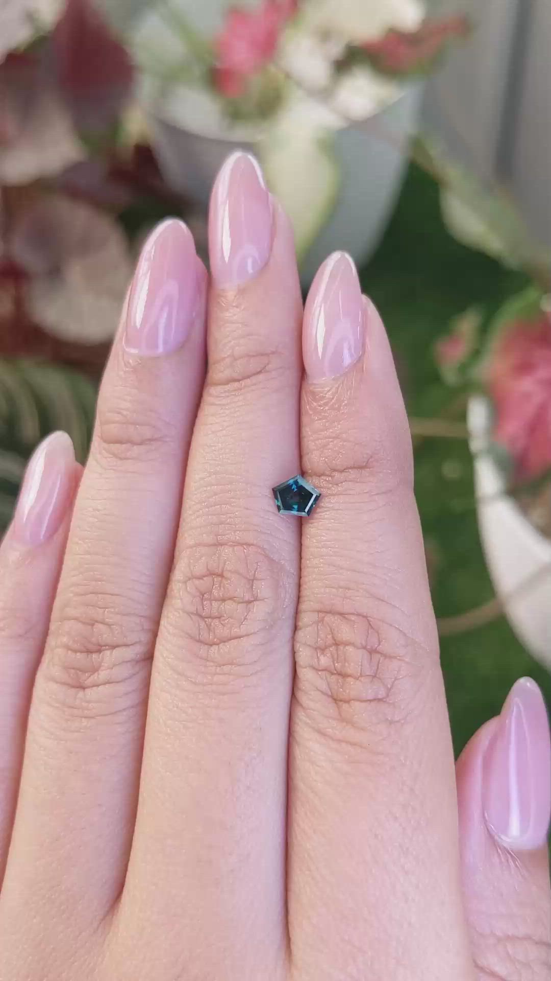 0.50 Ct. Greenish Blue Sapphire from Ceylon (Sri Lanka) Size Video
