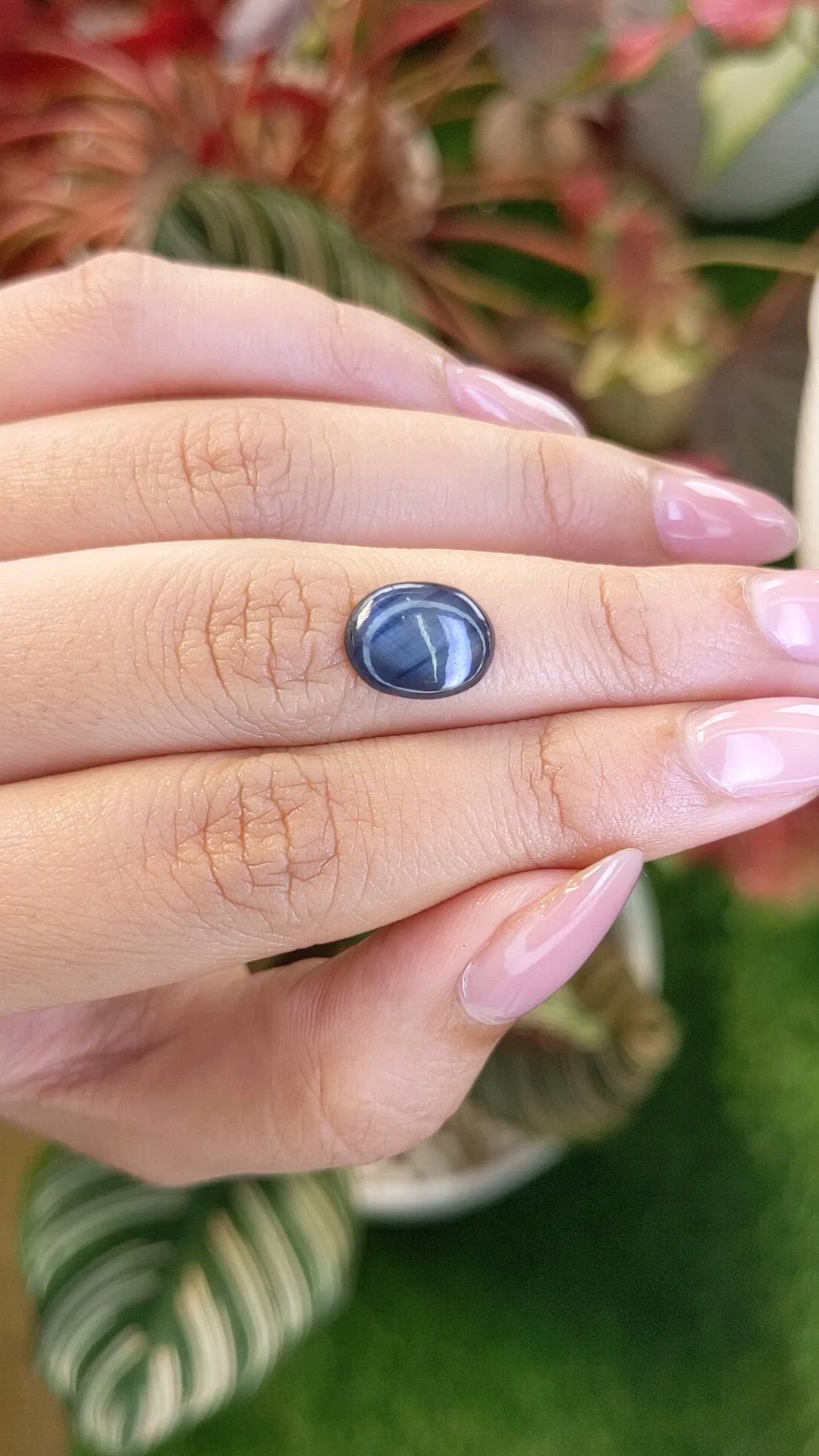 3.65 Ct. Greyish Blue Star Sapphire from Ceylon (Sri Lanka) Size Video