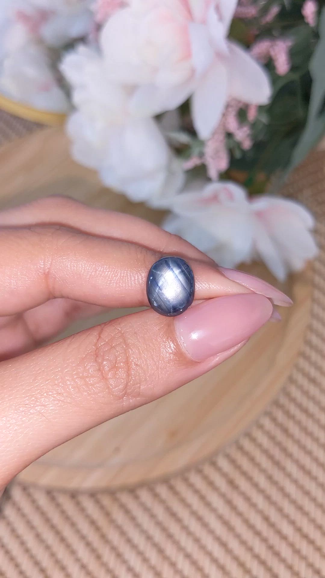 3.65 Ct. Greyish Blue Star Sapphire from Ceylon (Sri Lanka) Size Video