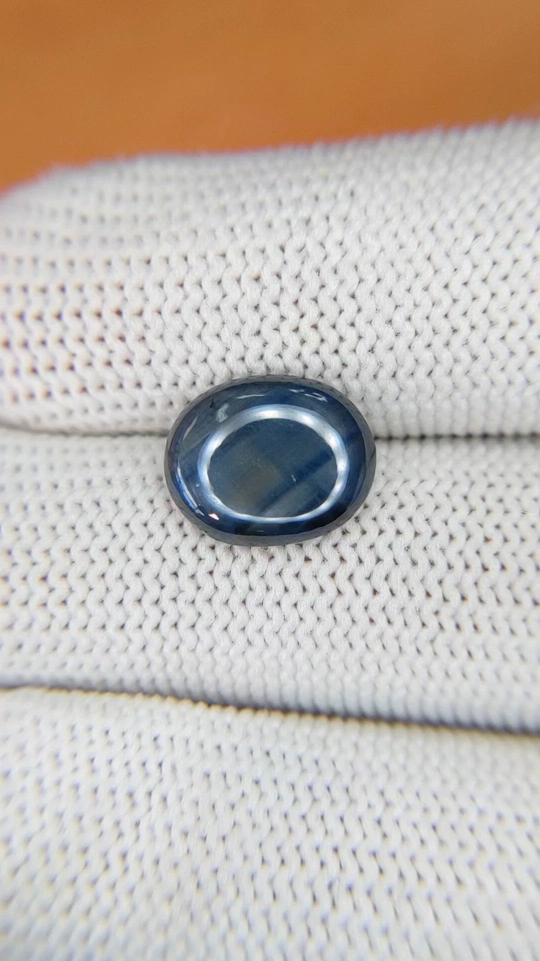 3.65 Ct. Greyish Blue Star Sapphire from Ceylon (Sri Lanka) Size Video