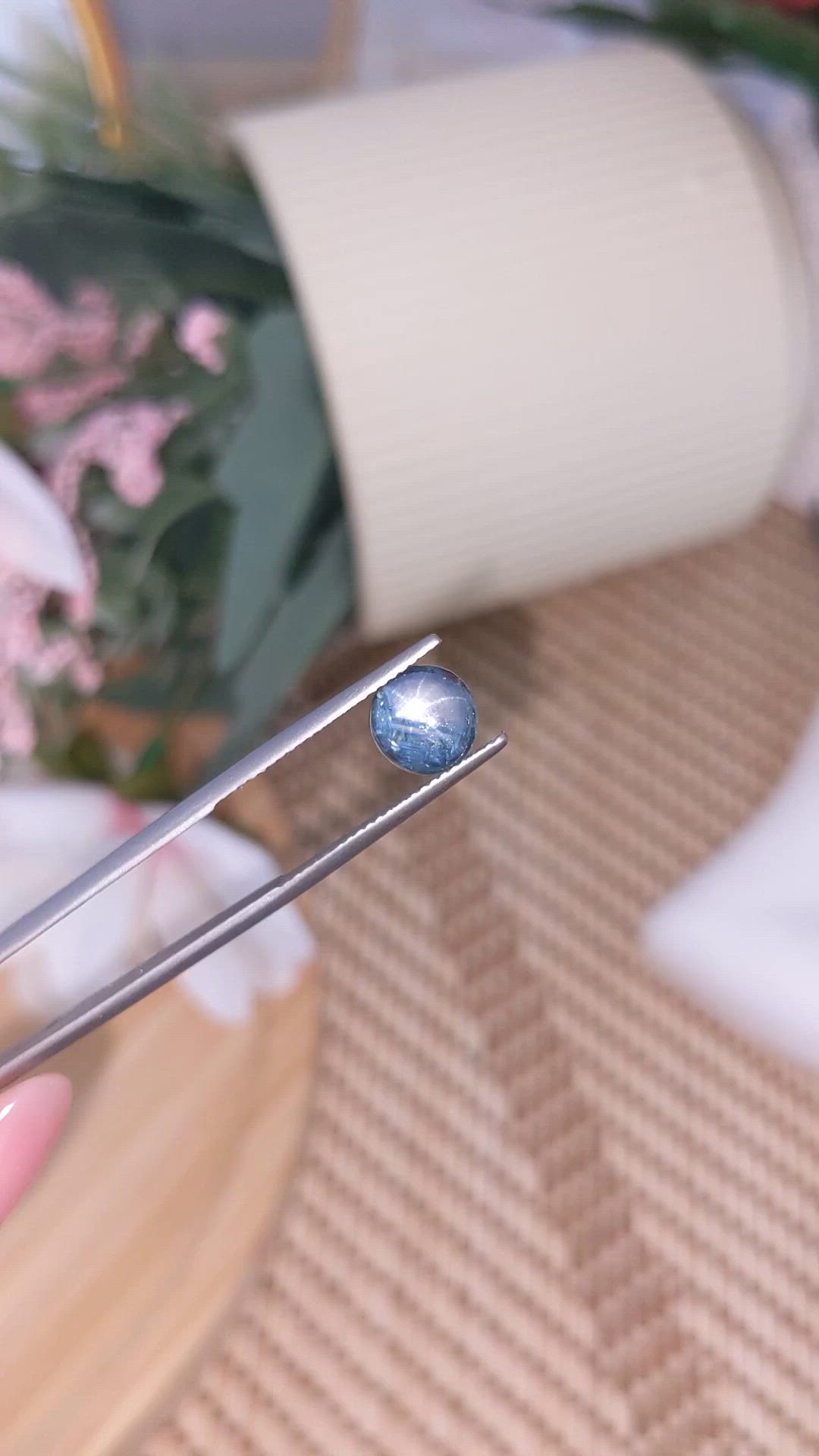2.67 Ct. Greenish Blue Star Sapphire from Ceylon (Sri Lanka) Size Video