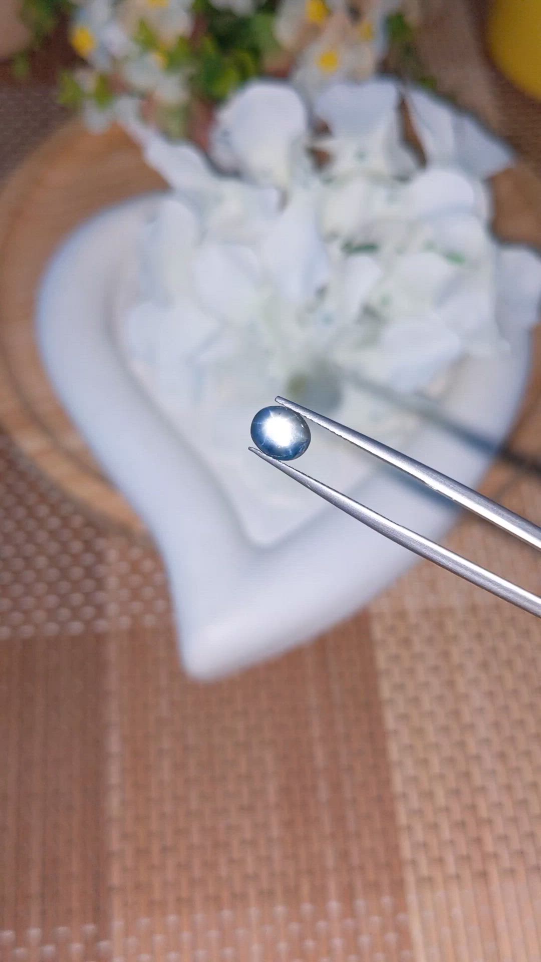 1.54 Ct. Greyish Blue Star Sapphire from Ceylon (Sri Lanka) Size Video