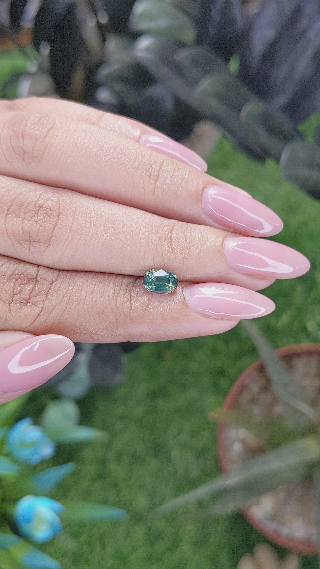 1.12 Ct. Bluish Green Sapphire from Africa Size Video