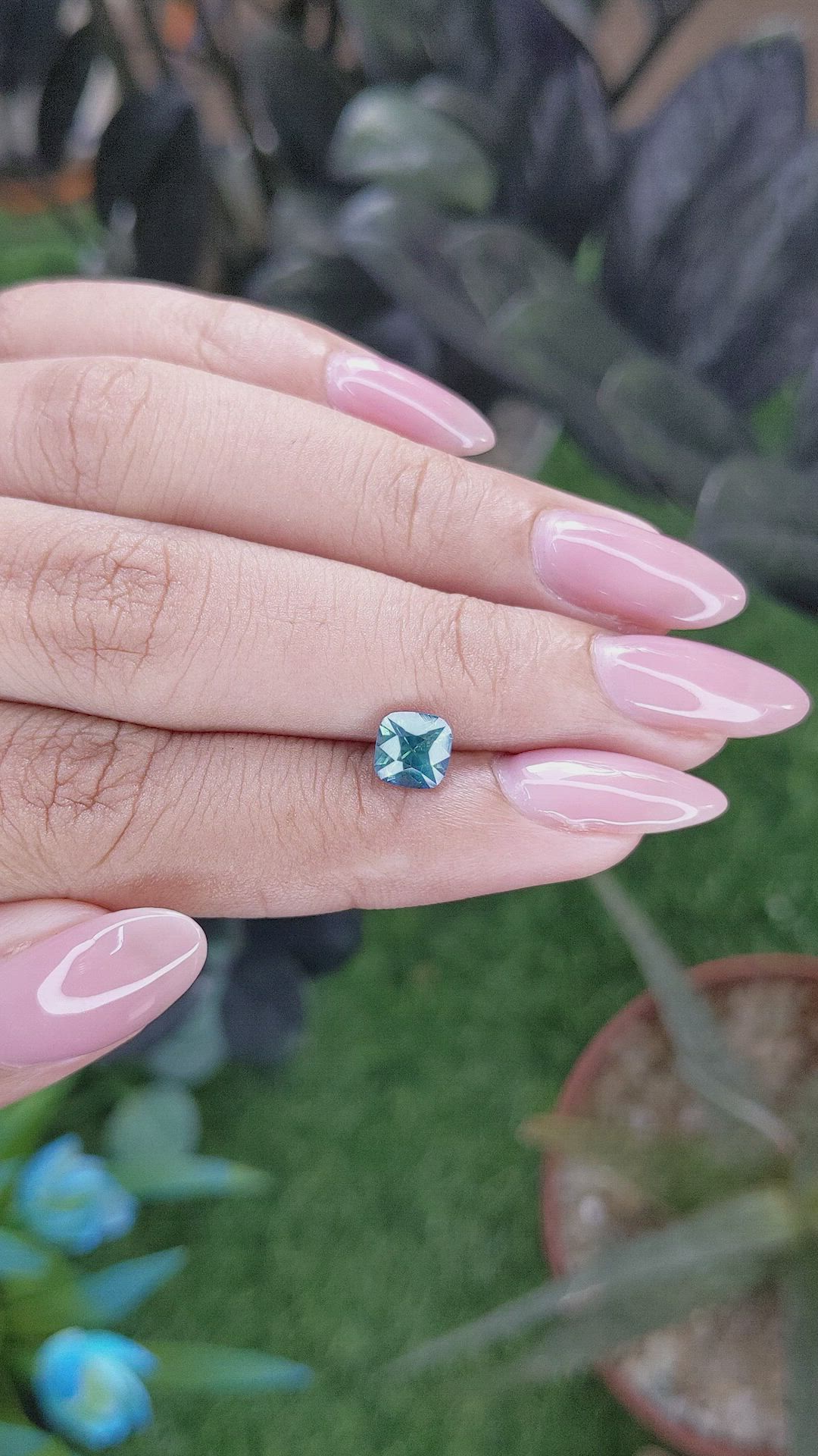 1.09 Ct. Greenish Blue Sapphire from Africa Size Video