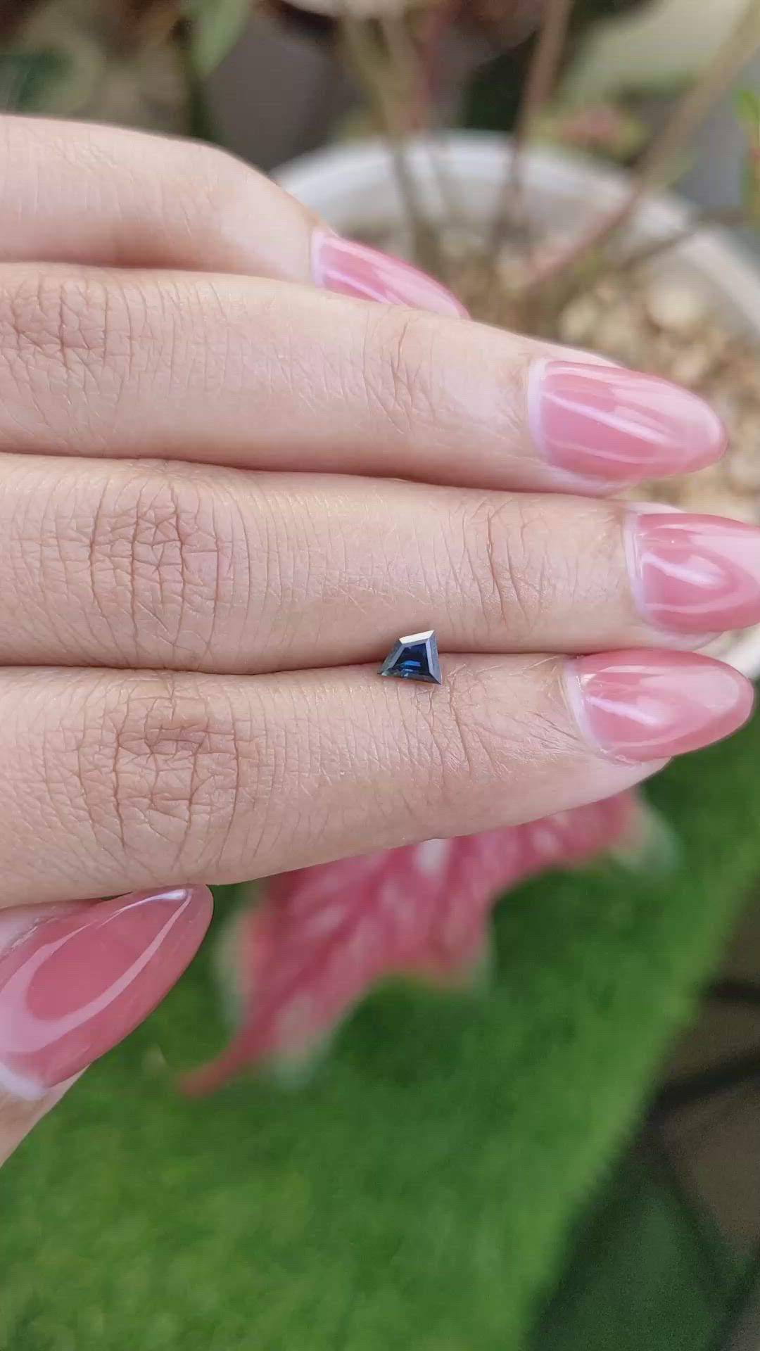0.42 Ct. Greenish Blue Sapphire from Ceylon (Sri Lanka) Size Video