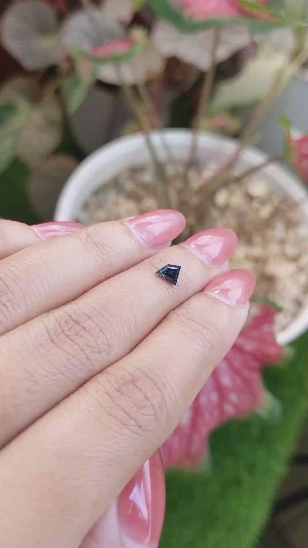 0.42 Ct. Greenish Blue Sapphire from Ceylon (Sri Lanka) Size Video