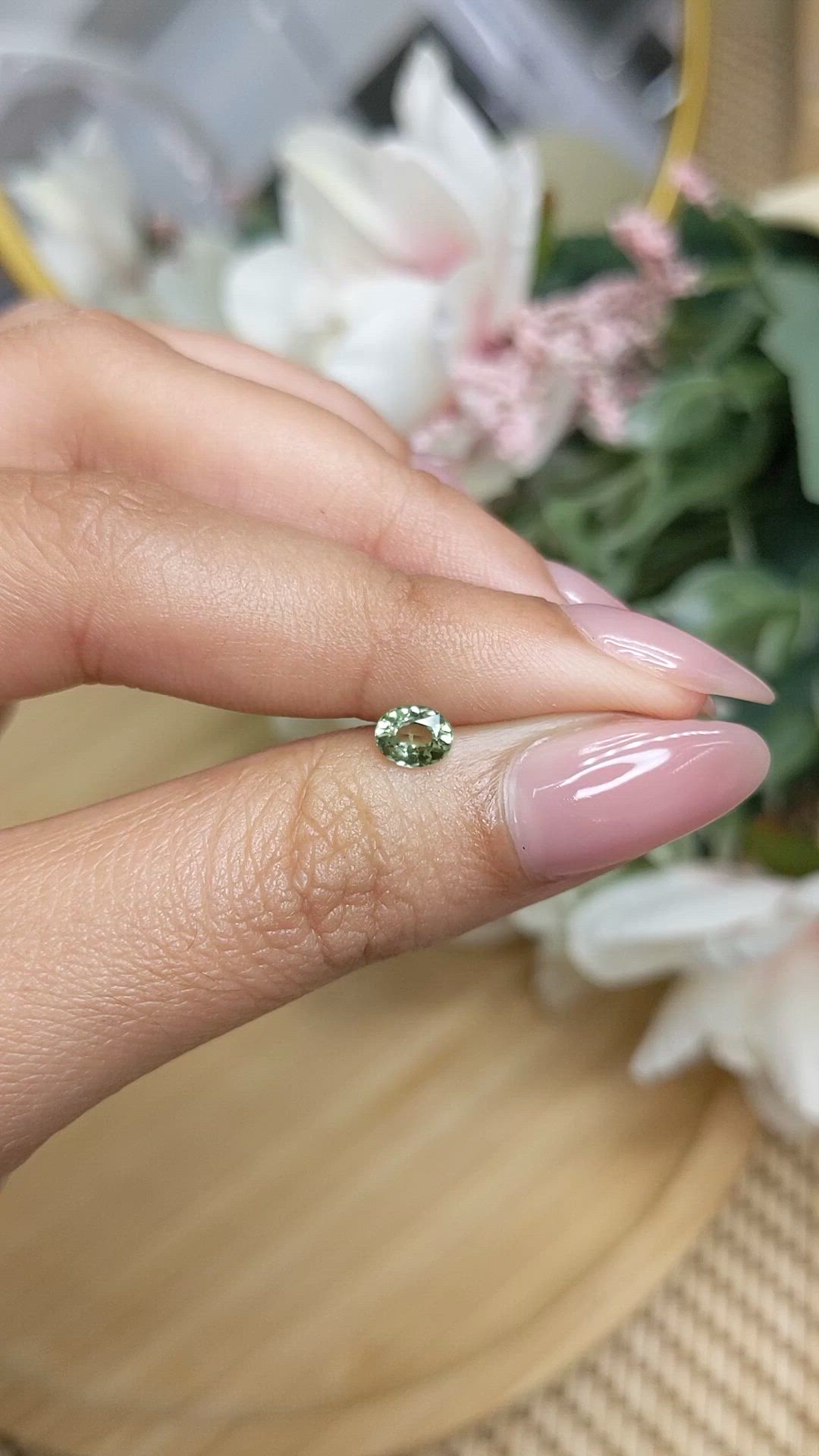 0.55 Ct. Yellowish Green Sapphire from Ceylon (Sri Lanka) Size Video