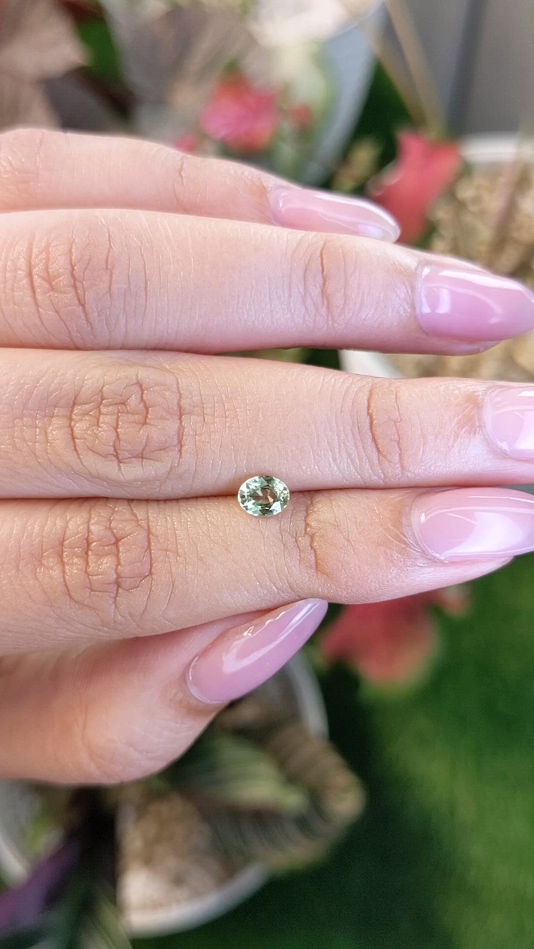0.55 Ct. Yellowish Green Sapphire from Ceylon (Sri Lanka) Size Video