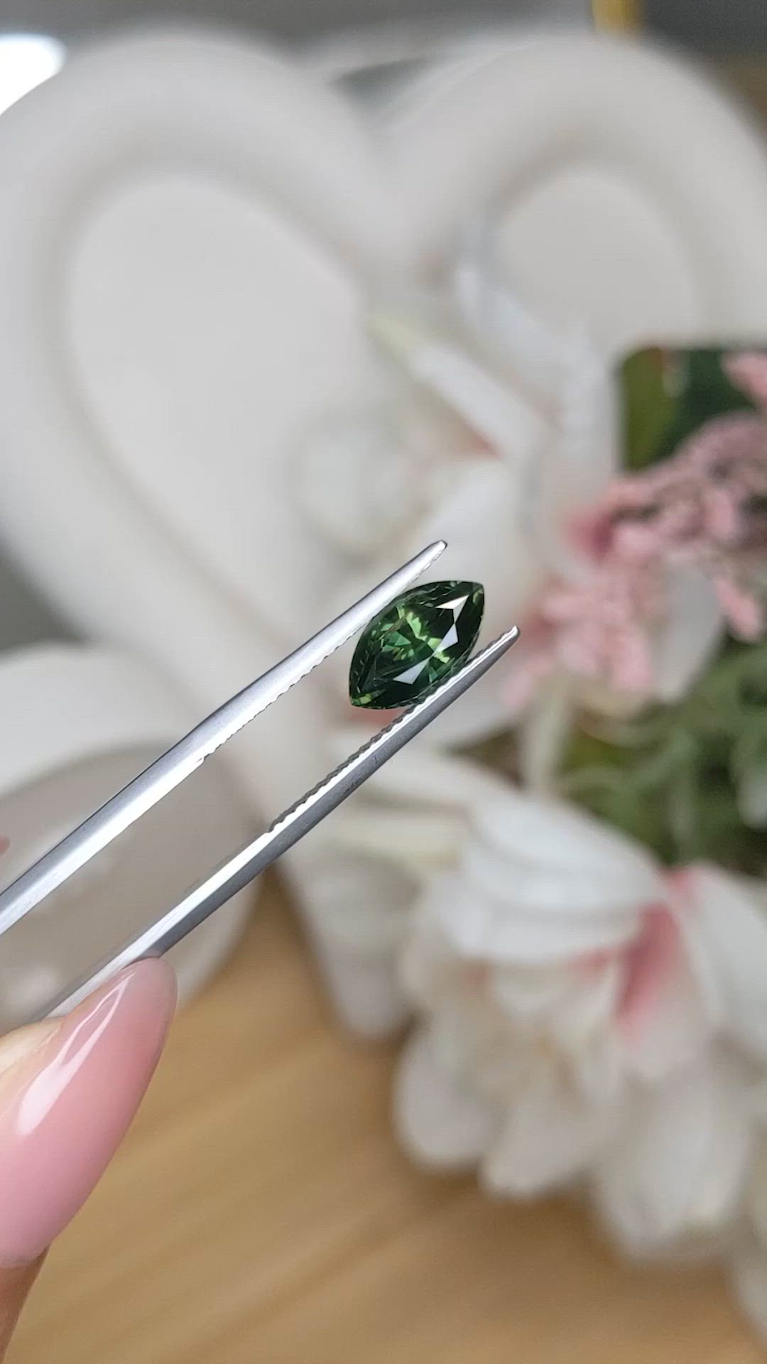 2.21 Ct. Green Sapphire from Ceylon (Sri Lanka) Size Video