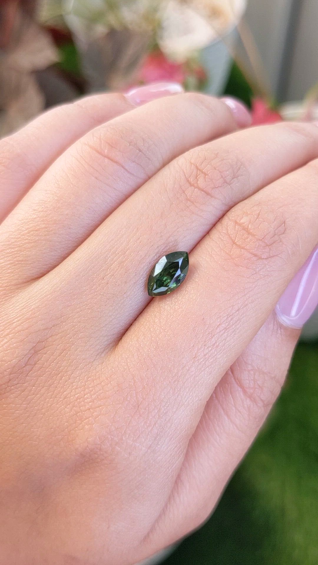 2.21 Ct. Green Sapphire from Ceylon (Sri Lanka) Size Video