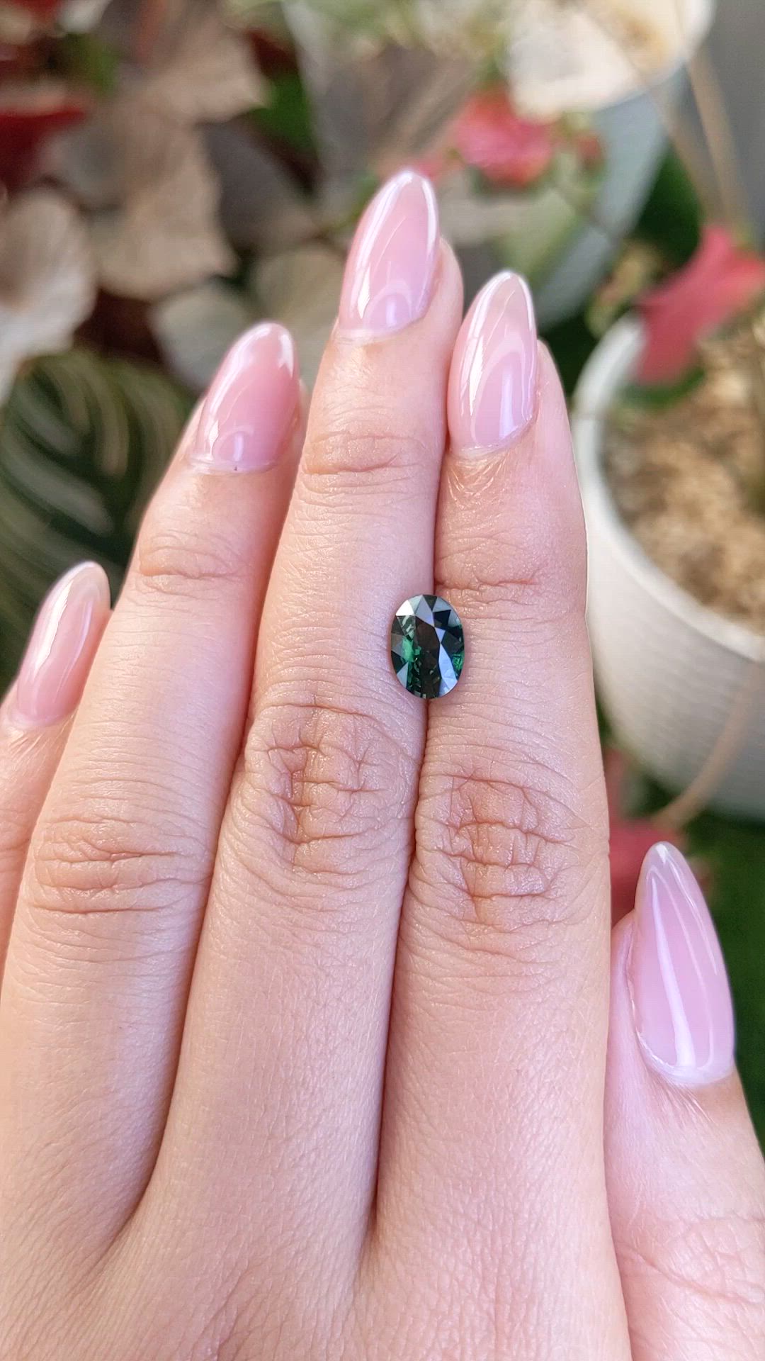 1.59 Ct. Bluish Green Sapphire from Ceylon (Sri Lanka) Size Video