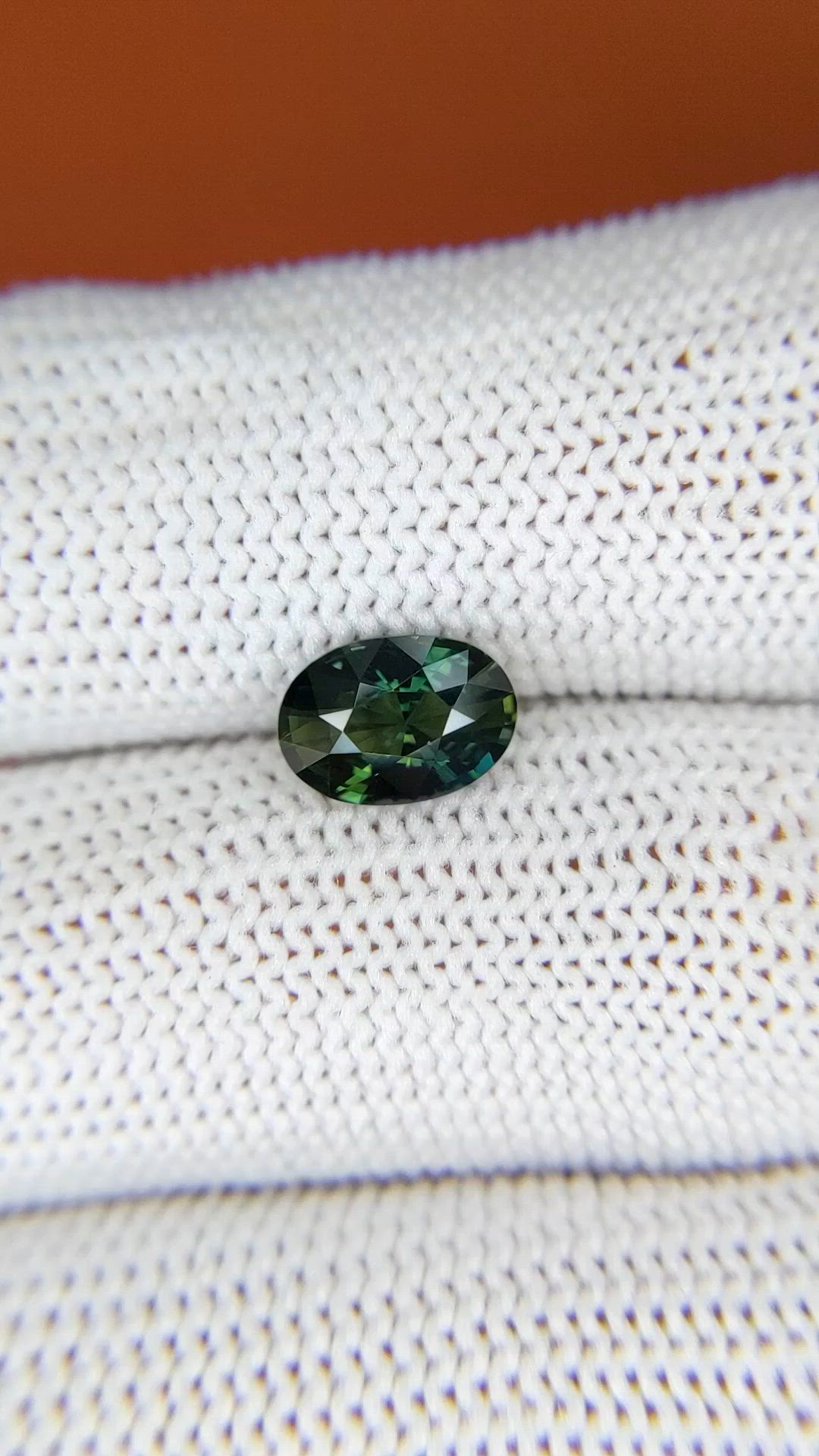 1.59 Ct. Bluish Green Sapphire from Ceylon (Sri Lanka) Size Video