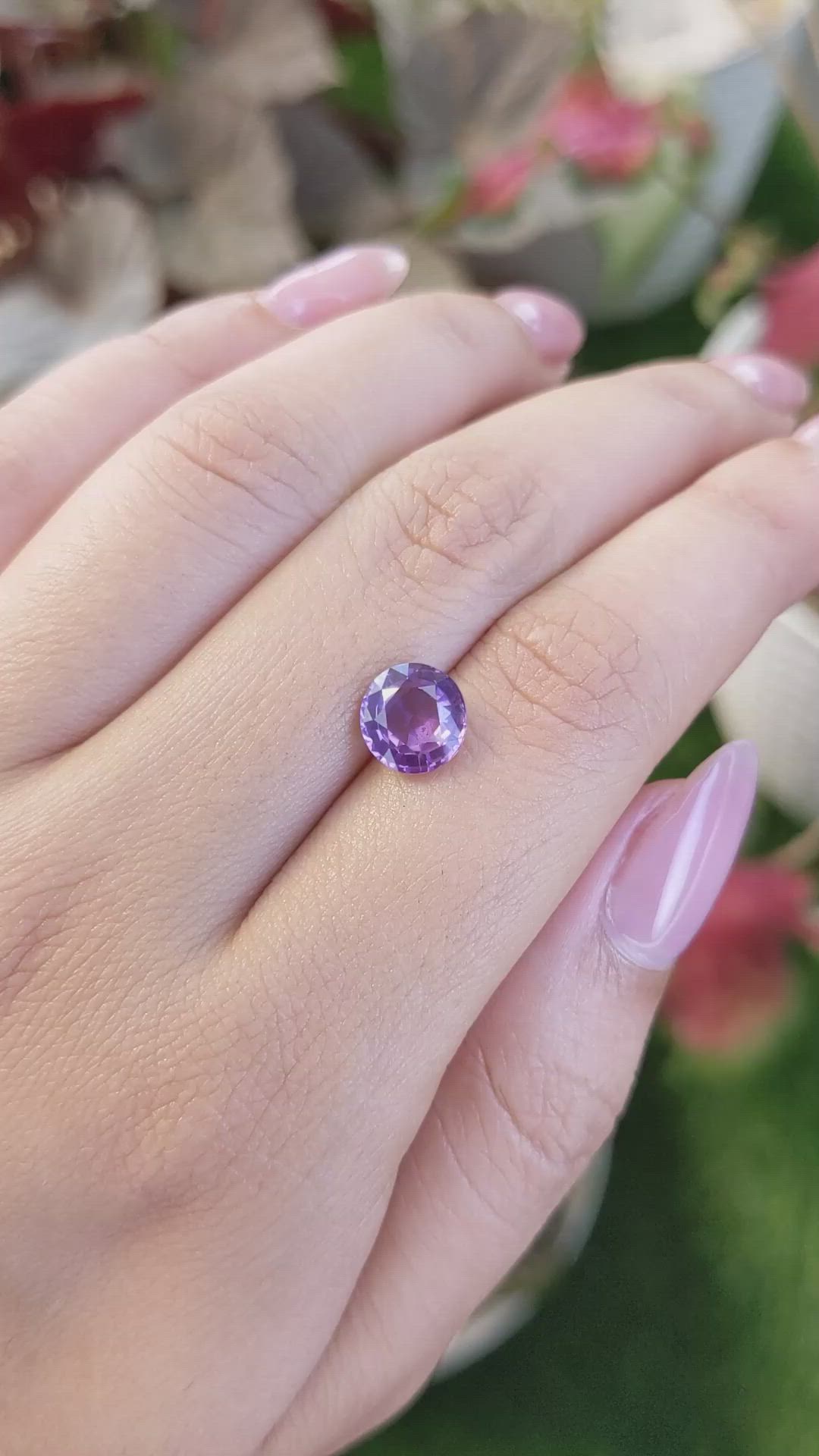 2.40 Ct. Pinkish Purple Sapphire from Ceylon (Sri Lanka) Size Video