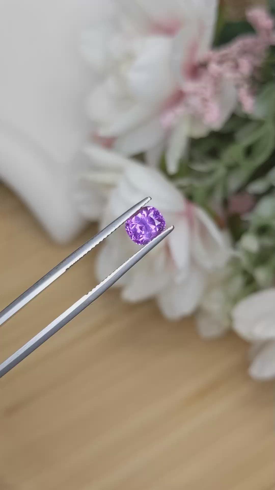 1.56 Ct. Pinkish Purple Sapphire from Ceylon (Sri Lanka) Size Video