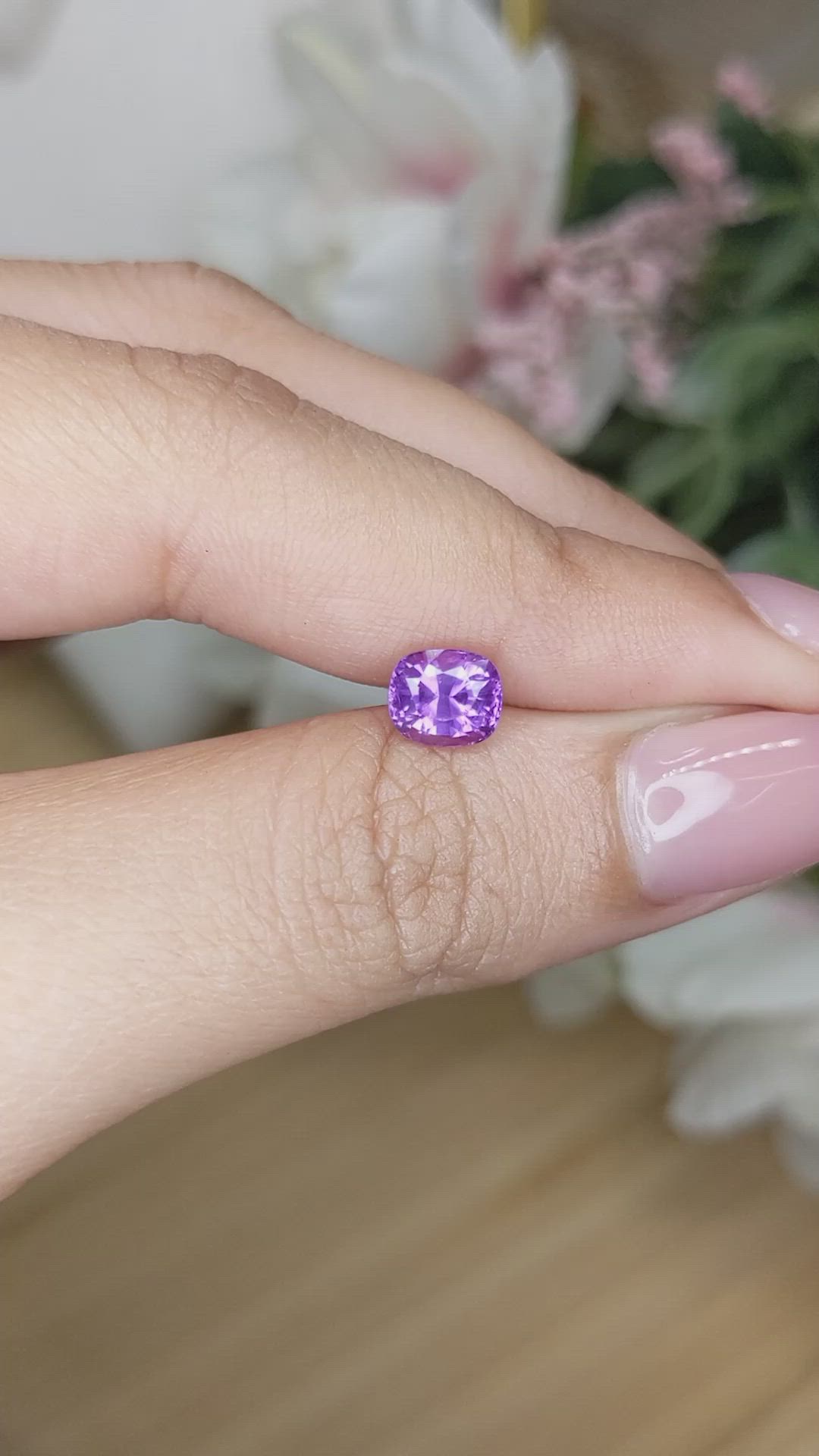 1.56 Ct. Pinkish Purple Sapphire from Ceylon (Sri Lanka) Size Video