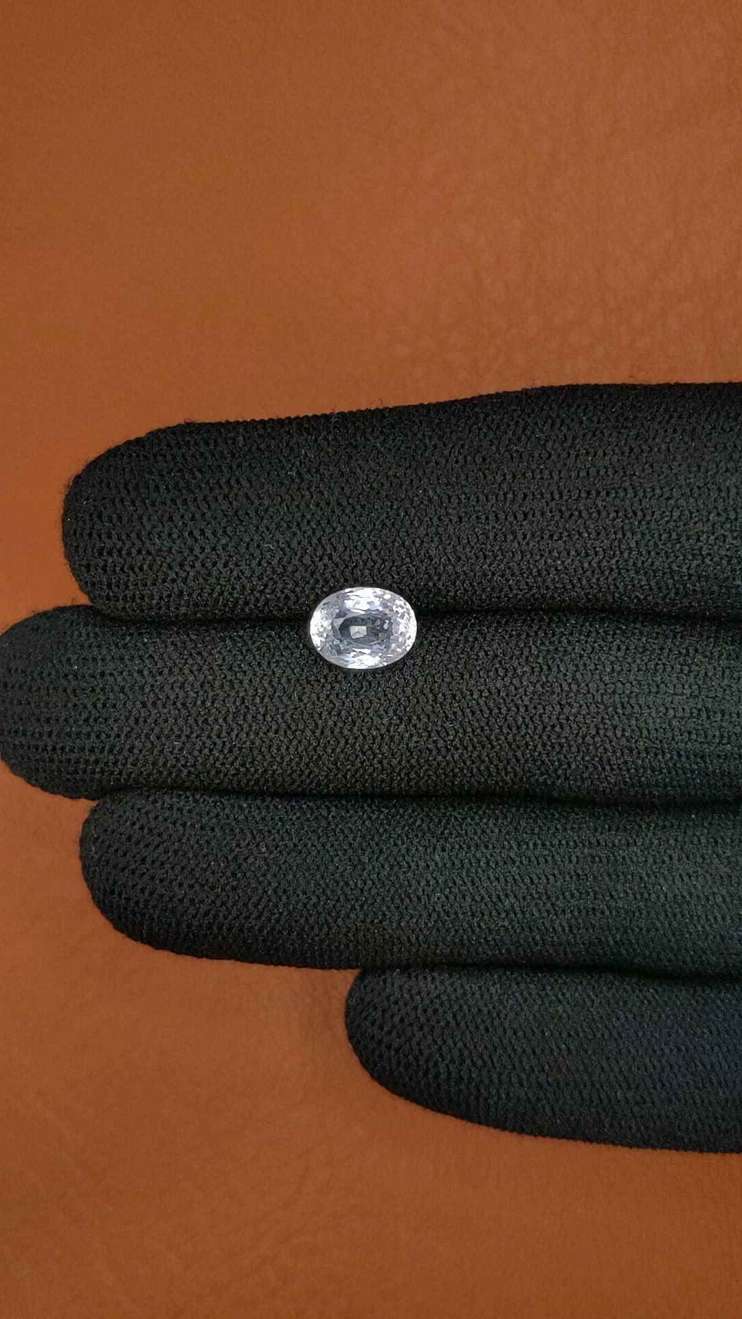 2.23 Ct. White Sapphire from Ceylon (Sri Lanka) Size Video