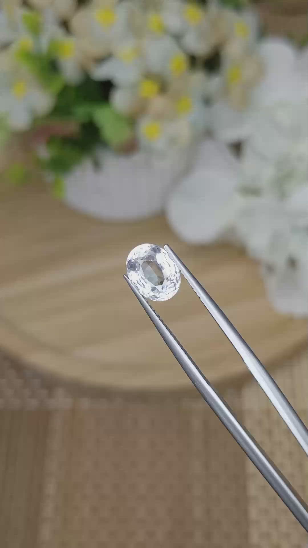2.23 Ct. White Sapphire from Ceylon (Sri Lanka) Size Video
