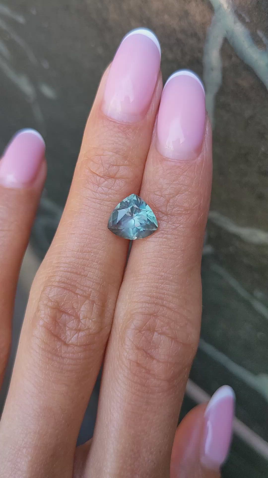3.16 Ct. Bluish Green Sapphire from Montana Size Video
