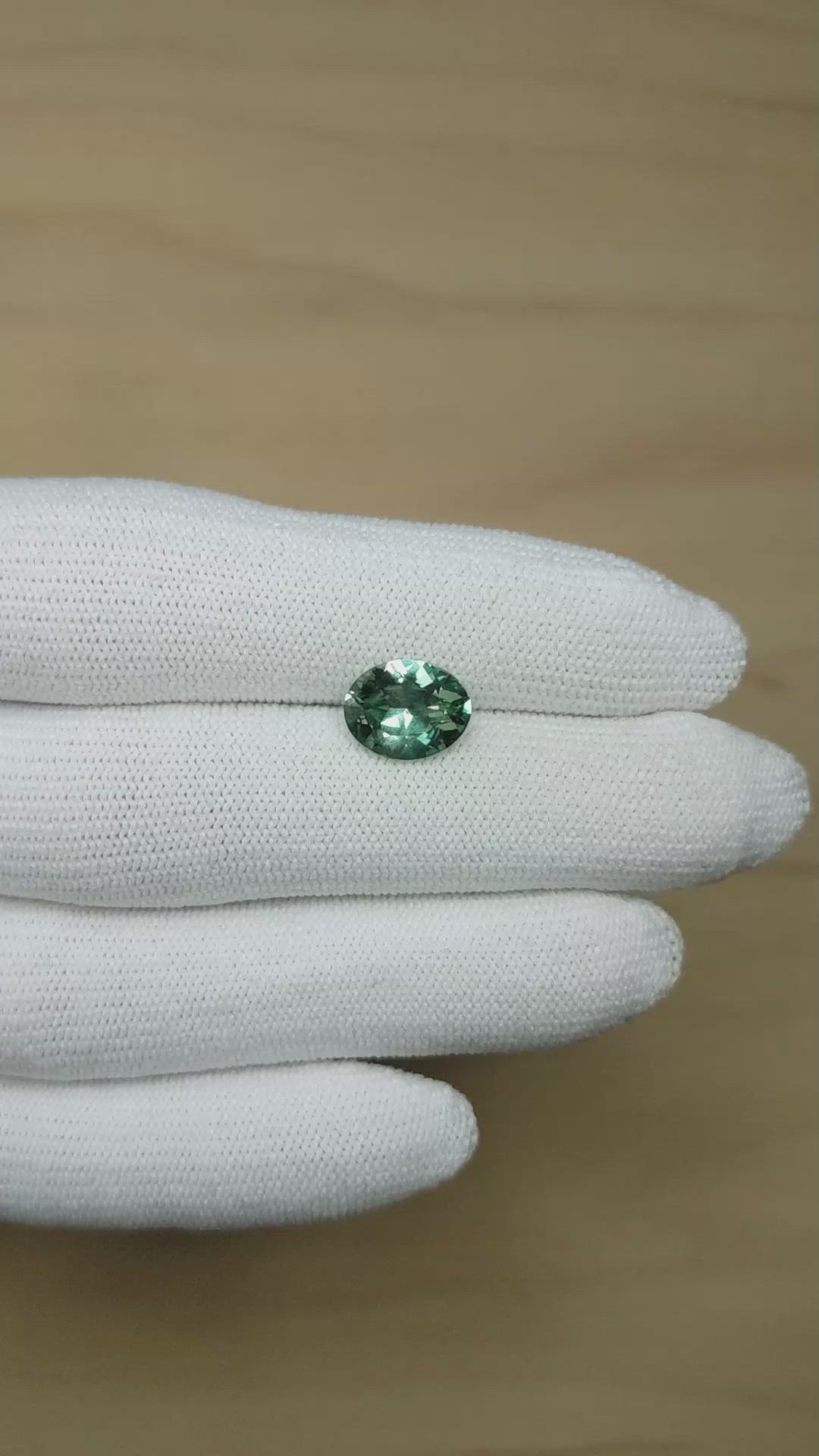 3.26 Ct. Bluish Green Sapphire from Montana Size Video