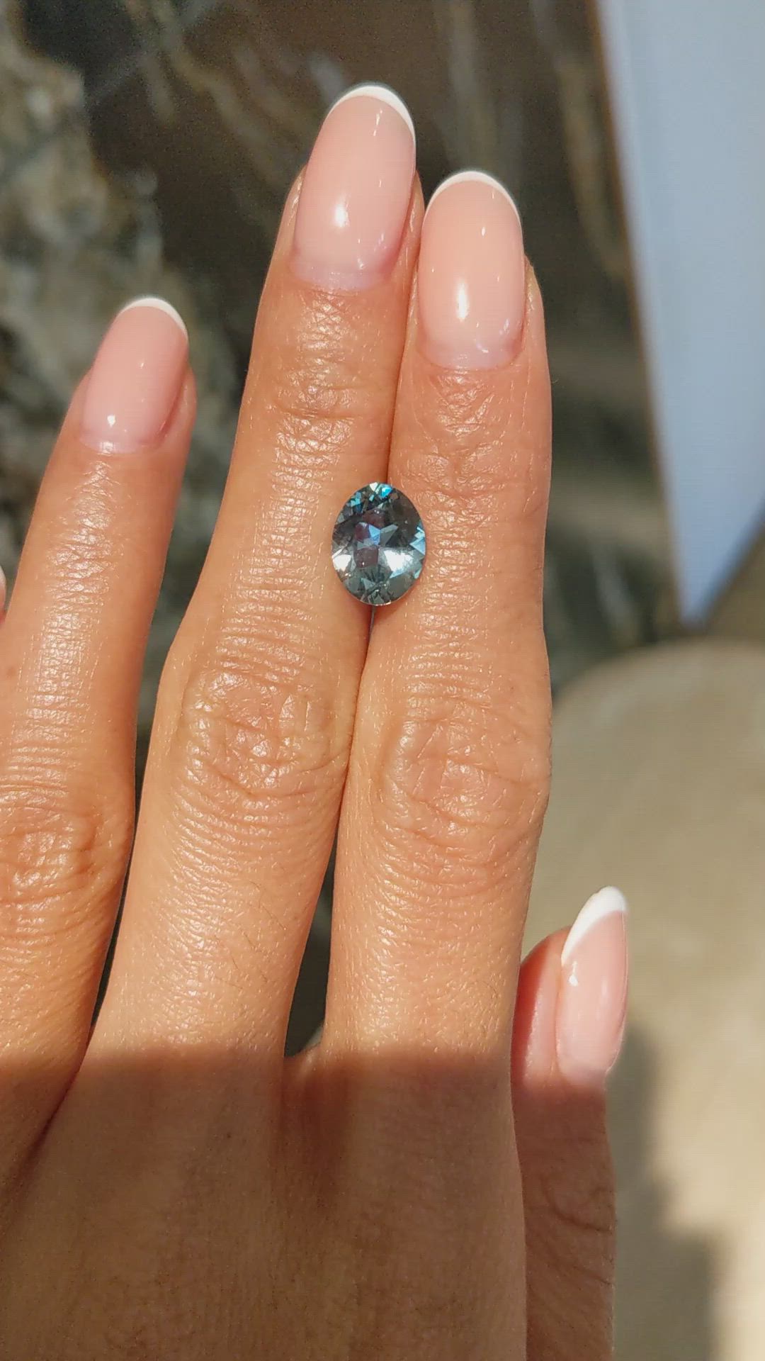 3.26 Ct. Bluish Green Sapphire from Montana Size Video