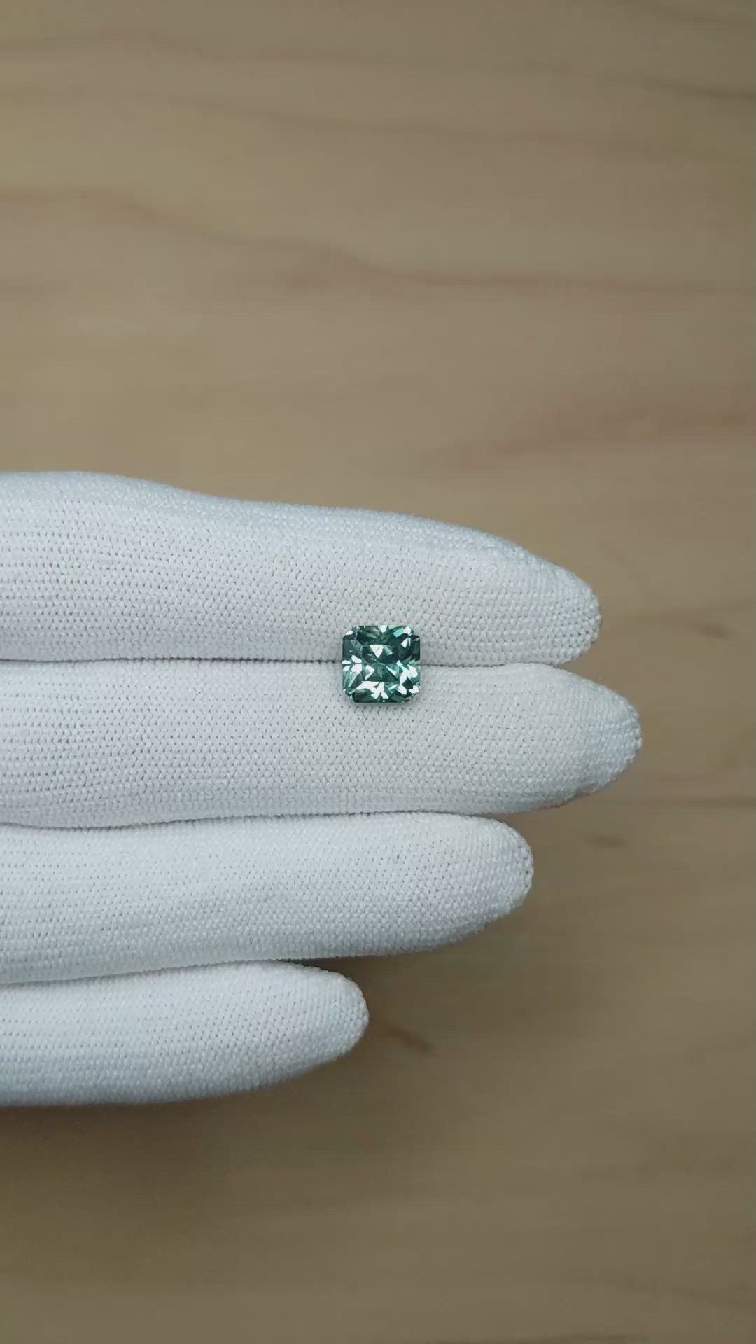 3.27 Ct. Greenish Blue Sapphire from Montana Size Video