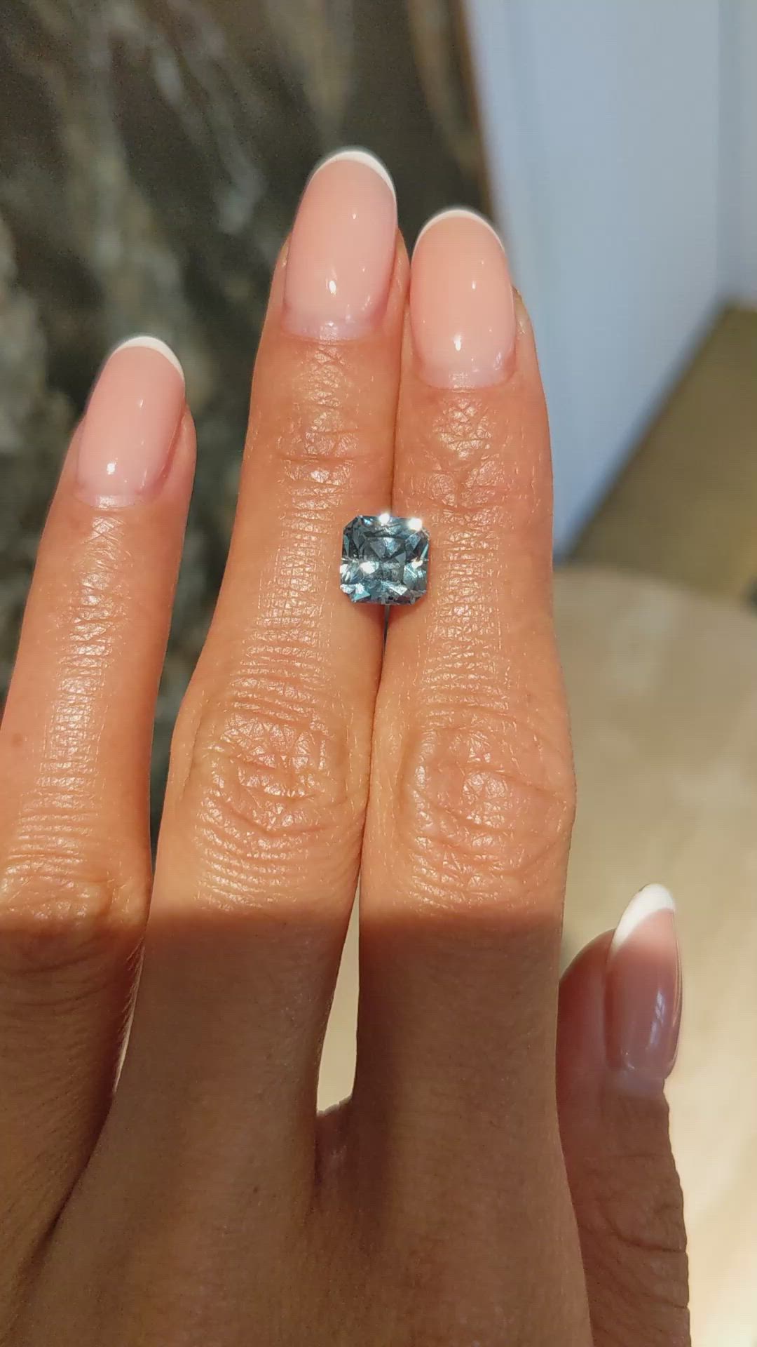 3.27 Ct. Greenish Blue Sapphire from Montana Size Video