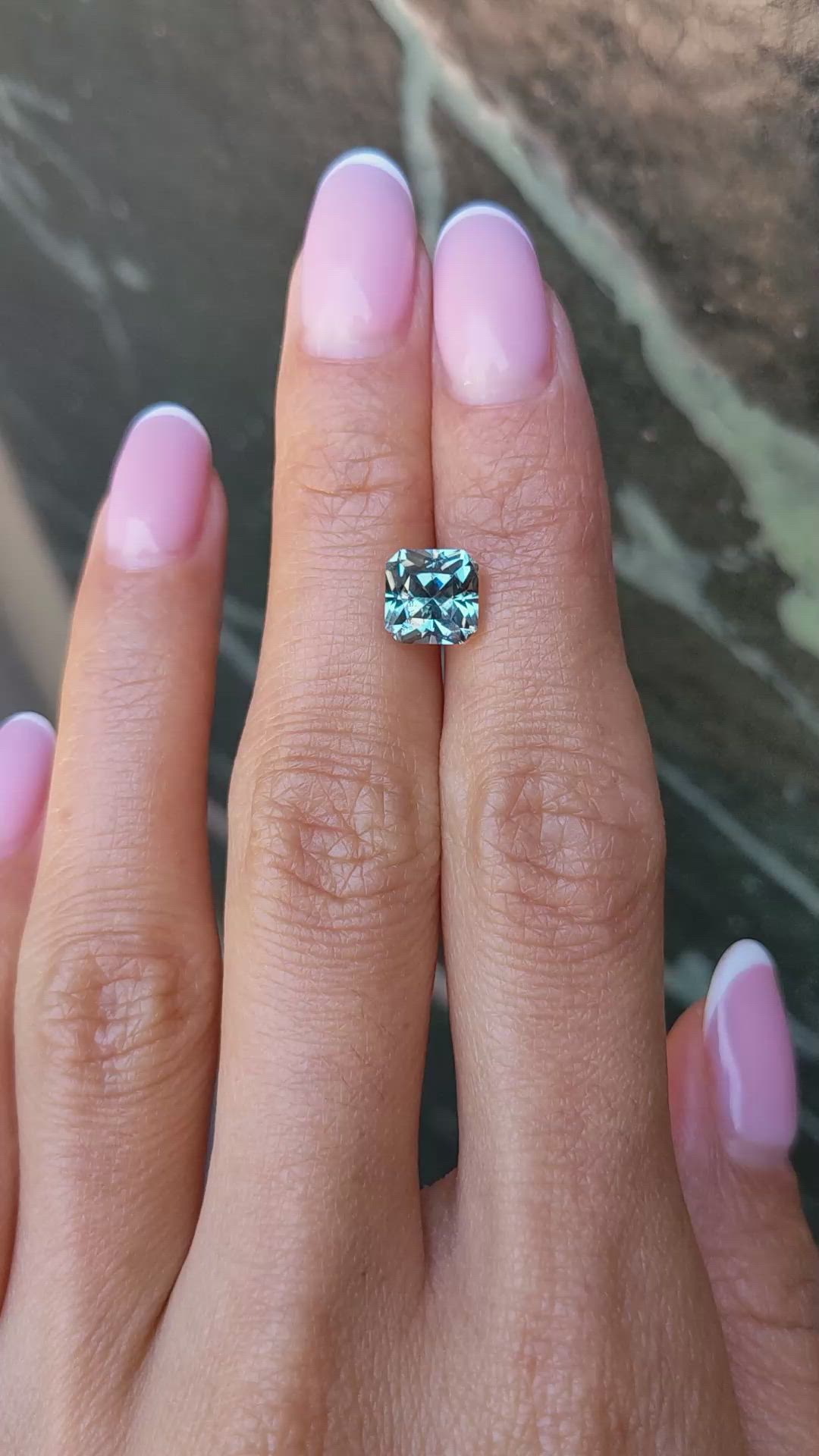 3.27 Ct. Greenish Blue Sapphire from Montana Size Video
