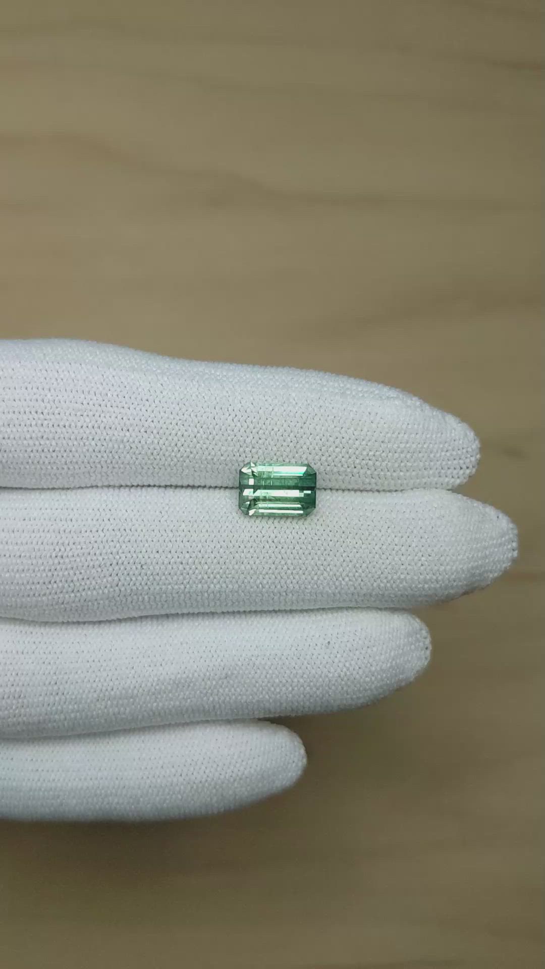 3.31 Ct. Bluish Green Sapphire from Montana Size Video