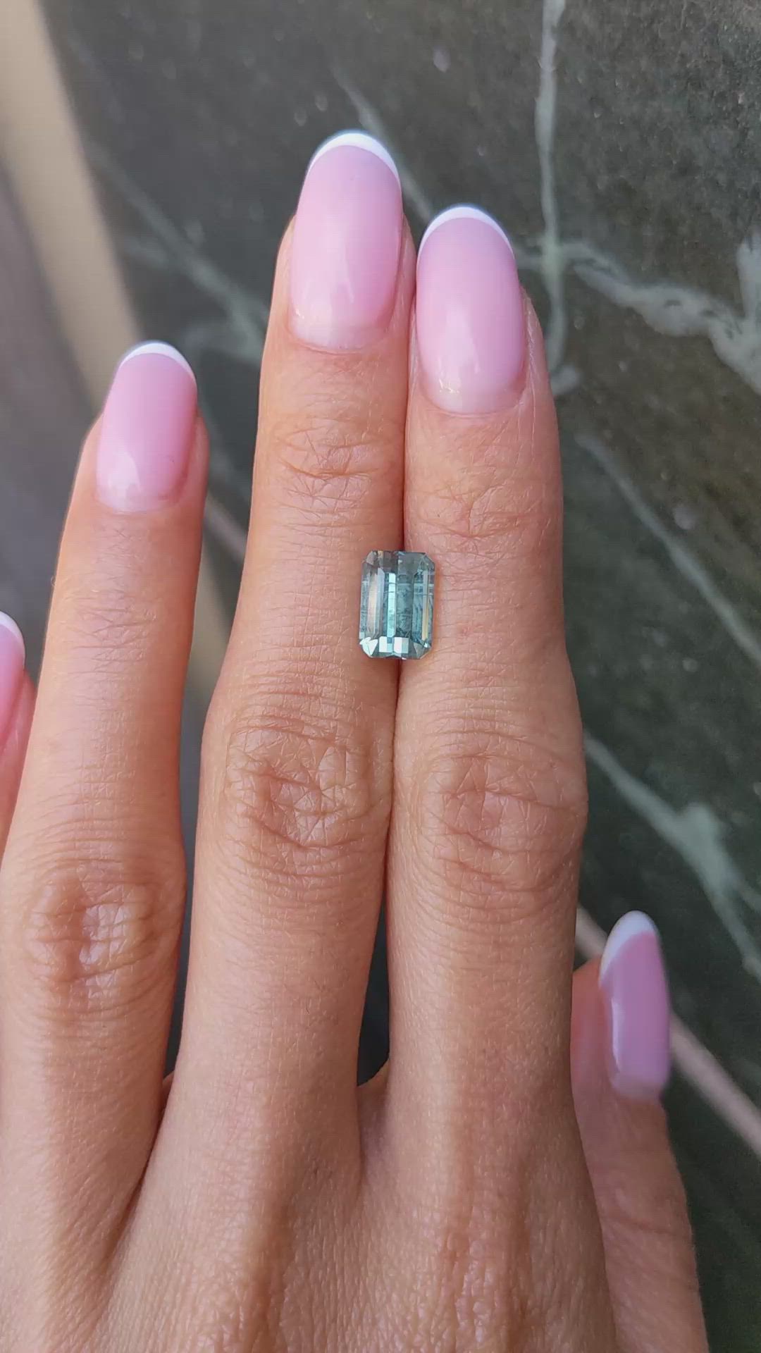 3.31 Ct. Bluish Green Sapphire from Montana Size Video