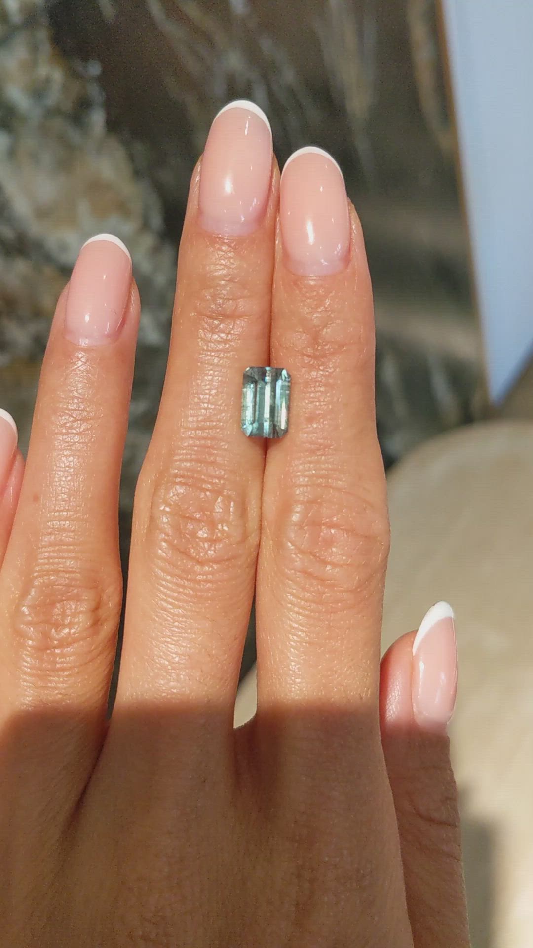 3.31 Ct. Bluish Green Sapphire from Montana Size Video