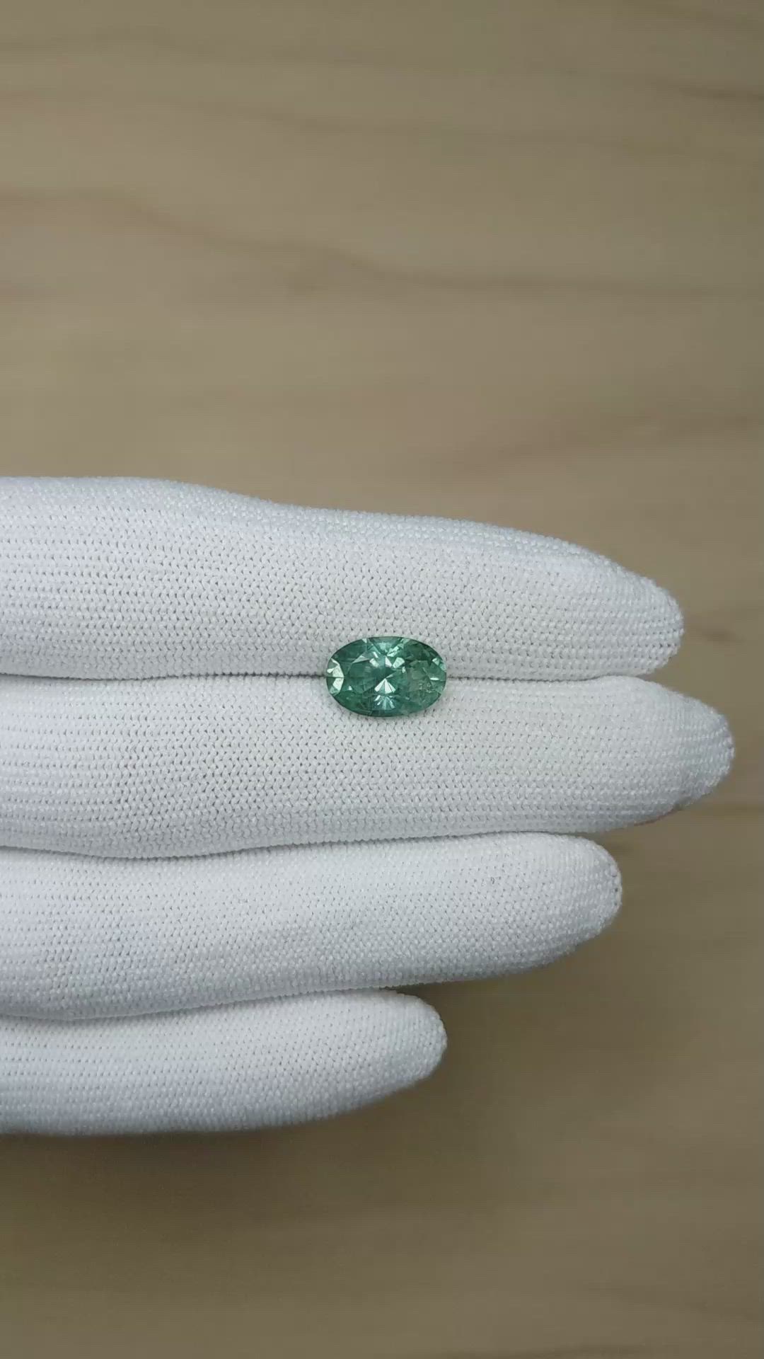 3.35 Ct. Bluish Green Sapphire from Montana Size Video