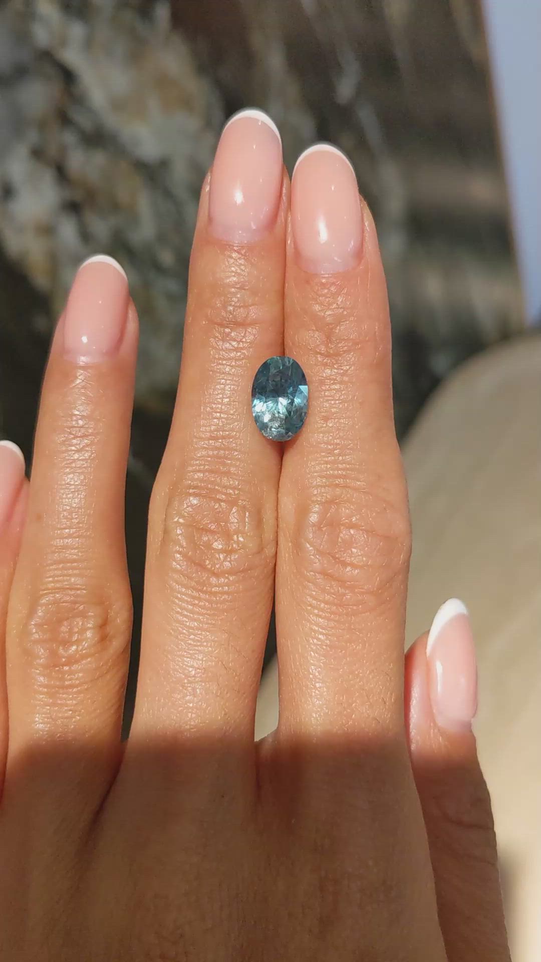 3.35 Ct. Bluish Green Sapphire from Montana Size Video