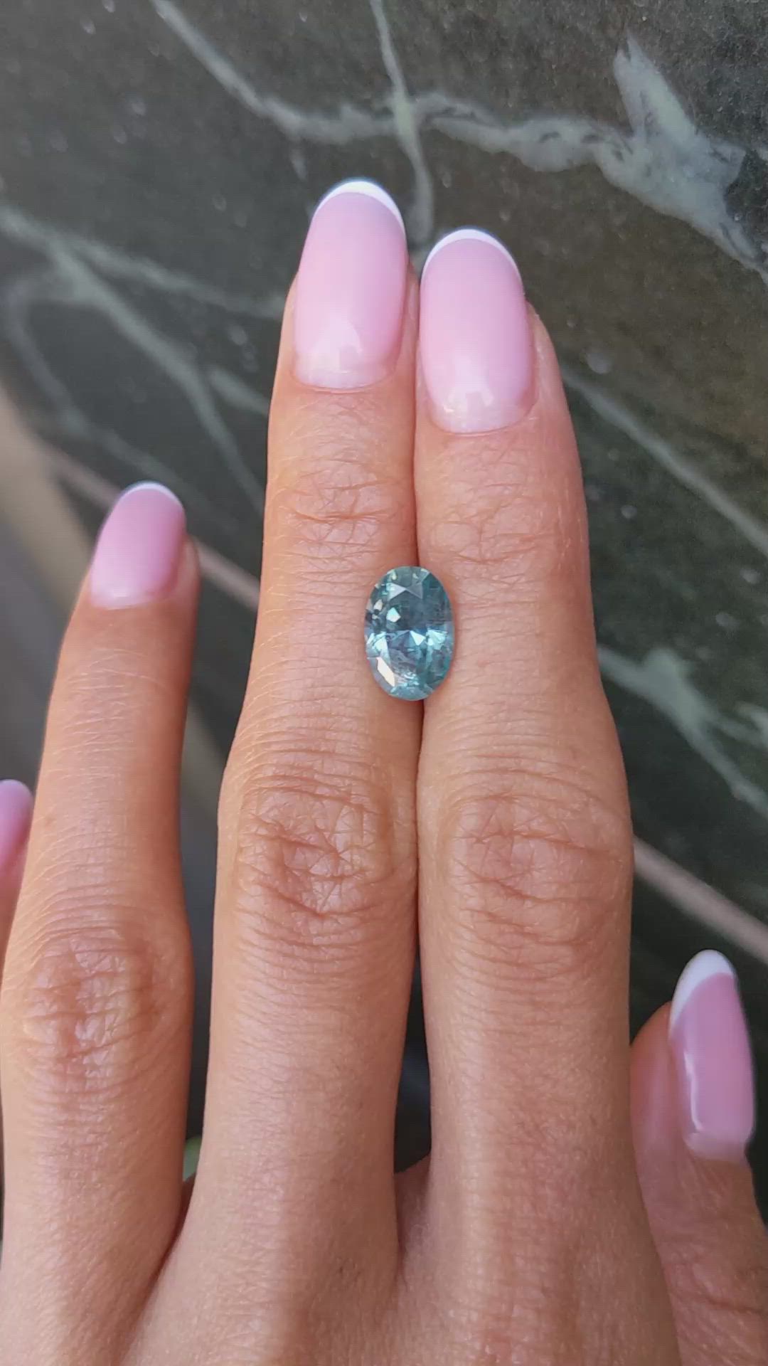 3.35 Ct. Bluish Green Sapphire from Montana Size Video