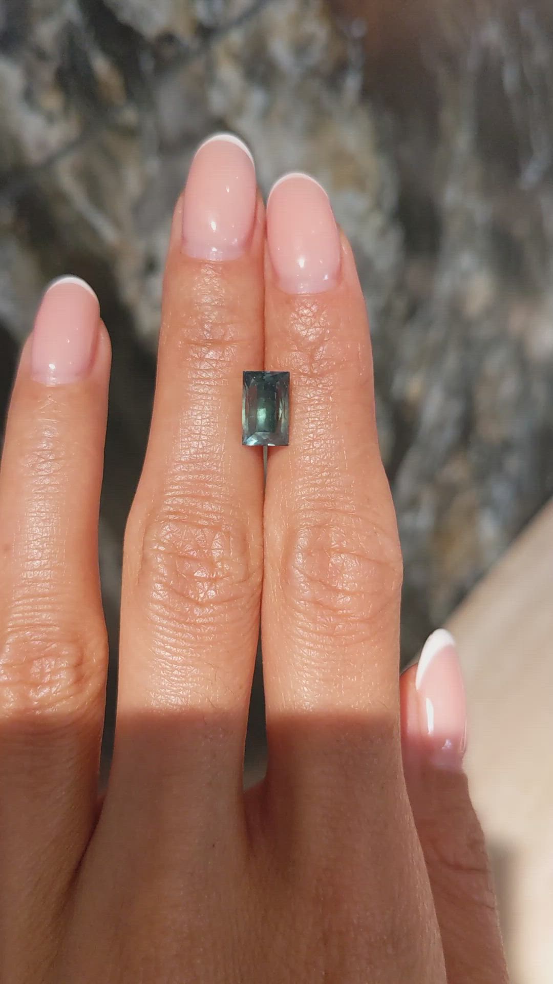 3.52 Ct. Bluish Green Sapphire from Montana Size Video