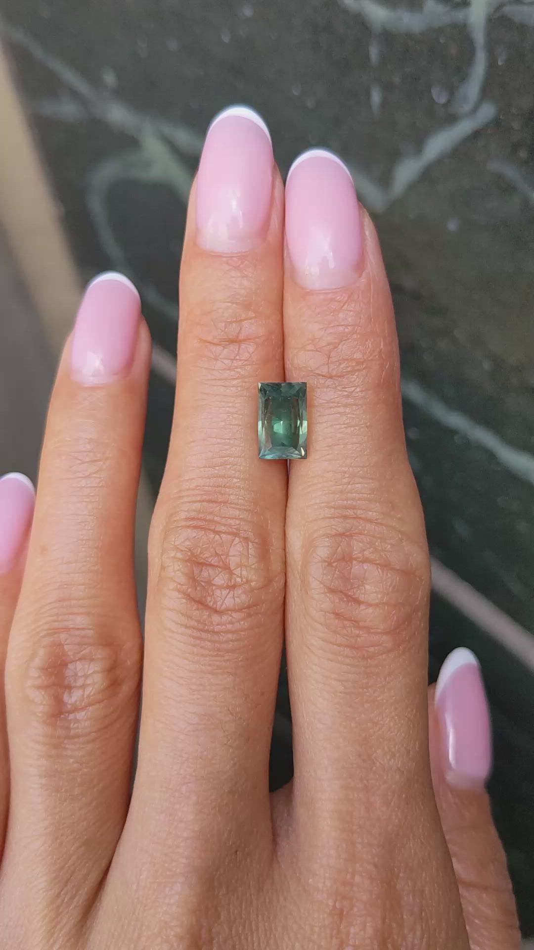 3.52 Ct. Bluish Green Sapphire from Montana Size Video