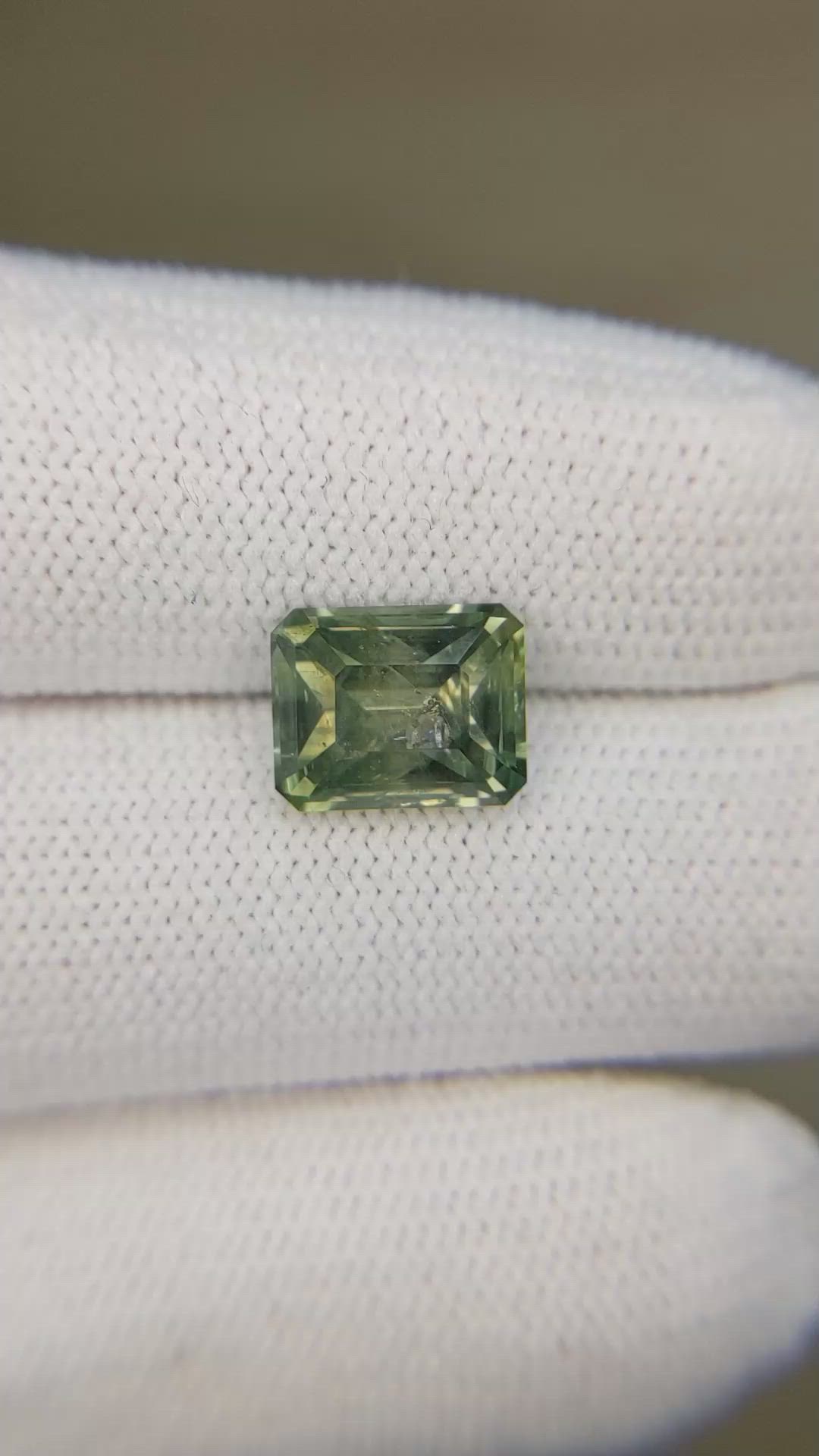 3.57 Ct. Yellowish Green Sapphire from Montana Size Video