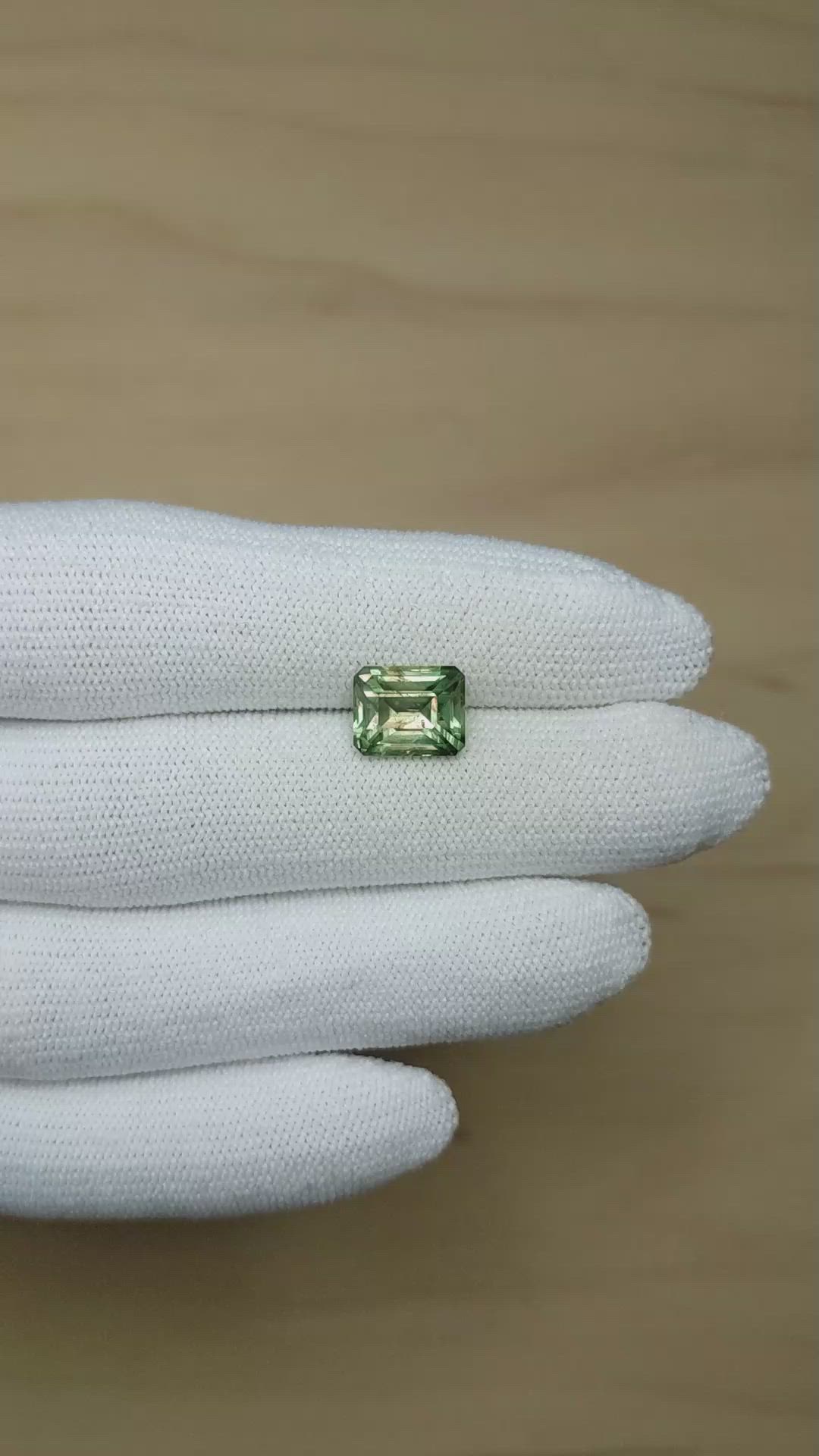 3.57 Ct. Yellowish Green Sapphire from Montana Size Video