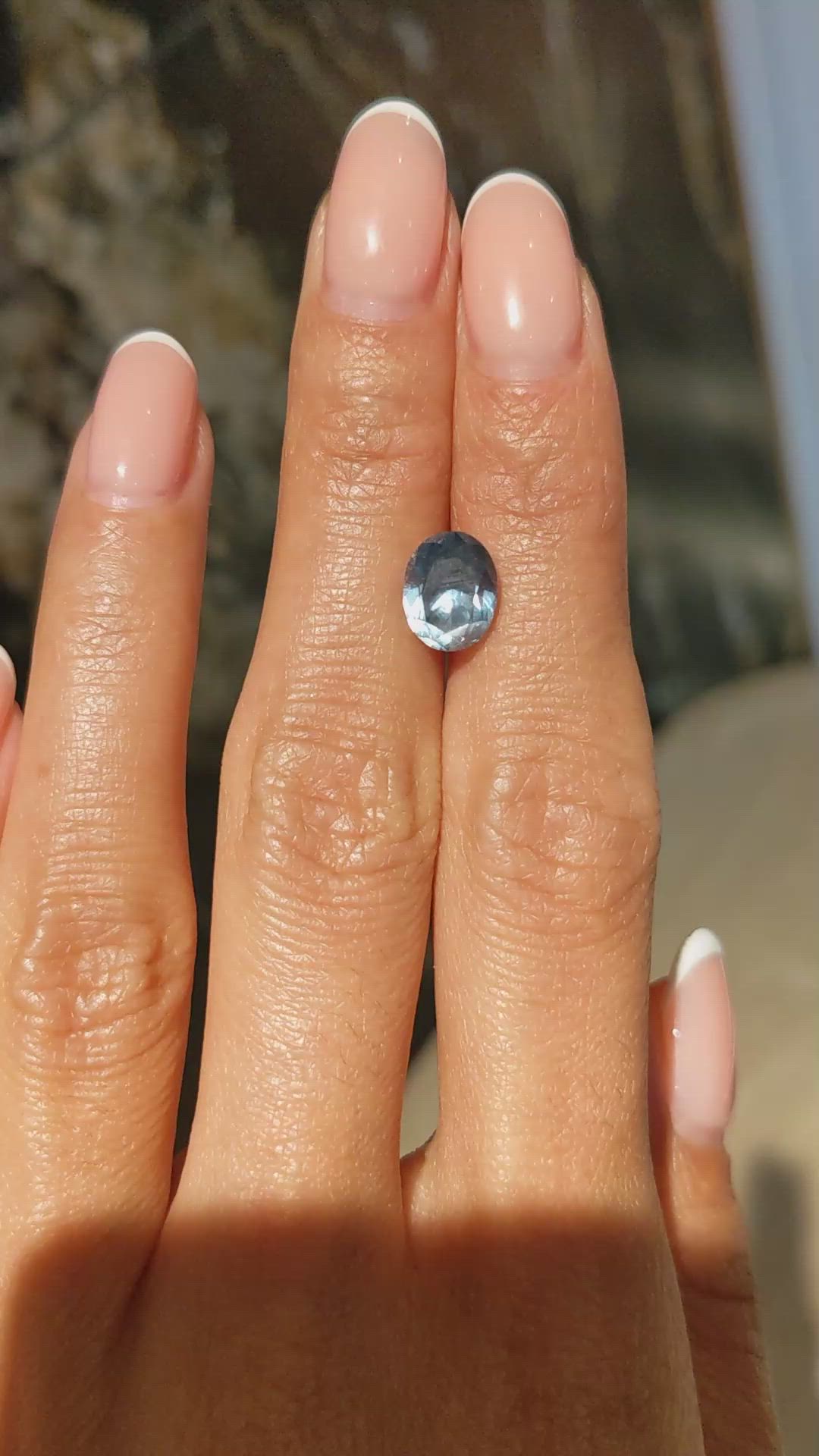 3.62 Ct. Greenish Blue Sapphire from Montana Size Video