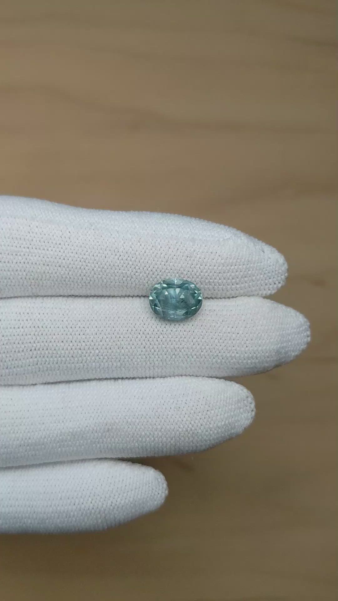 3.62 Ct. Greenish Blue Sapphire from Montana Size Video