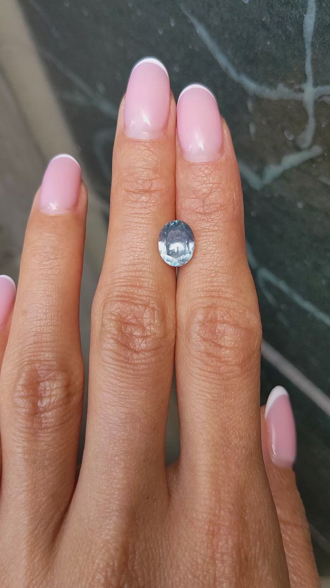 3.62 Ct. Greenish Blue Sapphire from Montana Size Video